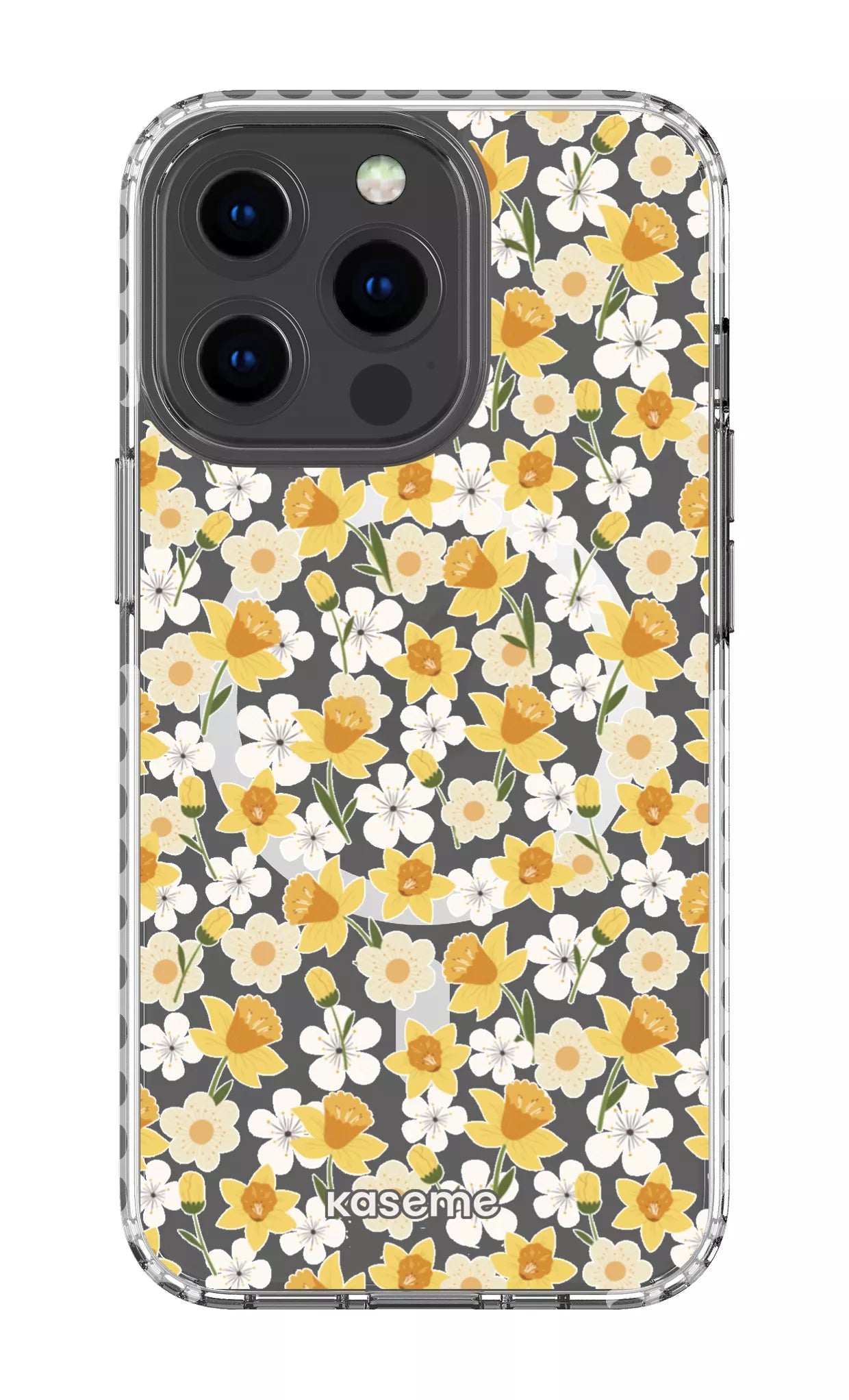 iPhone 13 Pro Clear Case Magsafe - White Daffodil Clear Case -