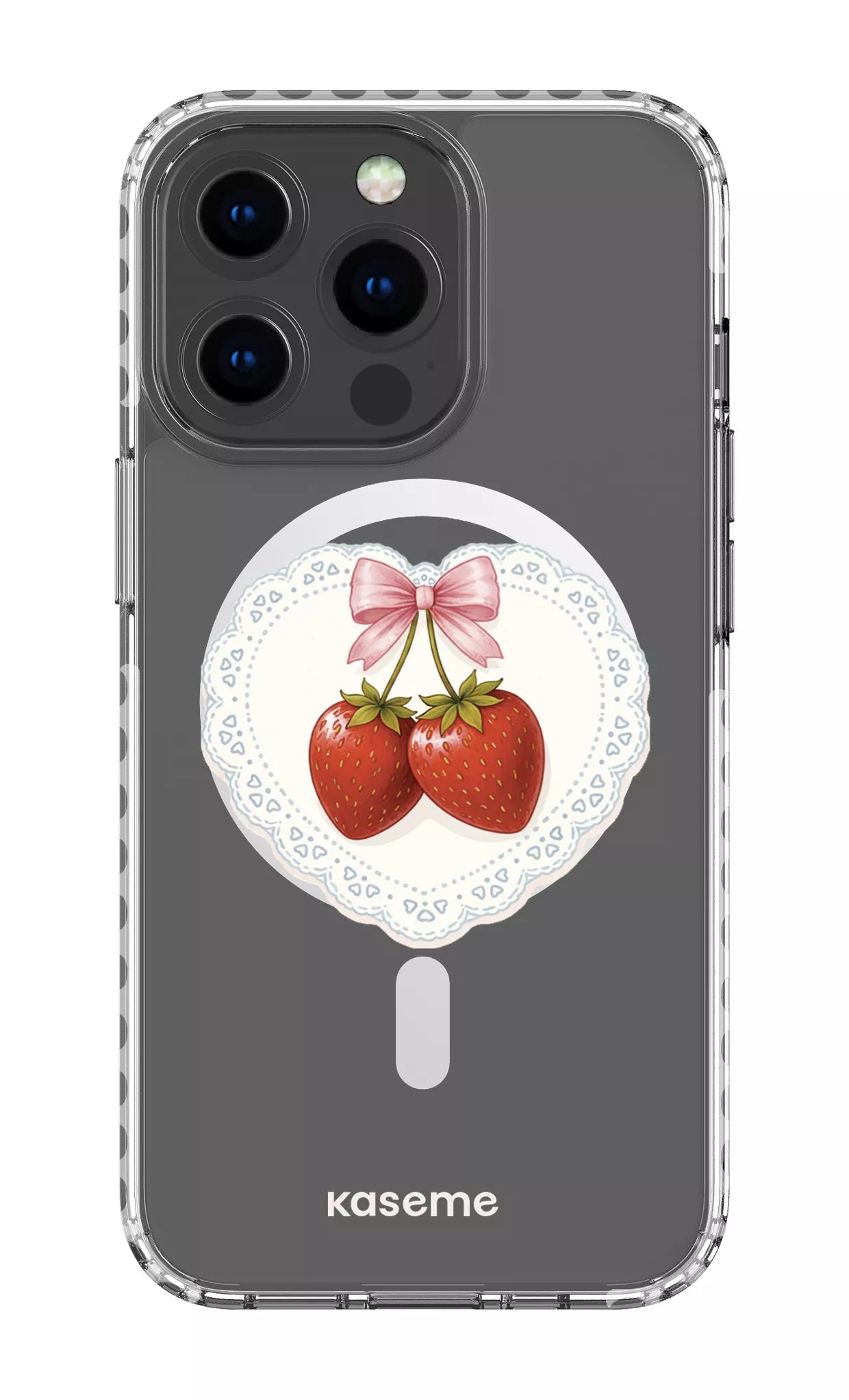 iPhone 13 Pro Clear Case Magsafe - White Fresa Lace Clear Case -