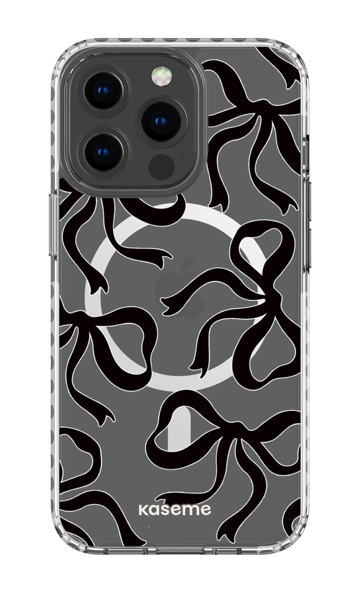 iPhone 13 Pro Clear Case Magsafe - White Lace Black Clear Case -