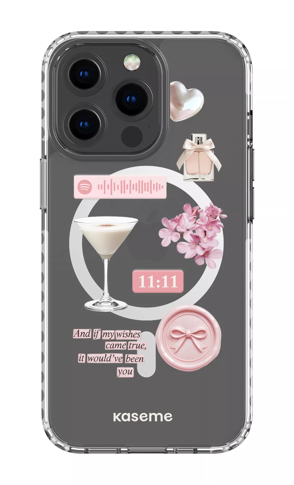 iPhone 13 Pro Clear Case Magsafe - White Love Letters Clear Case -