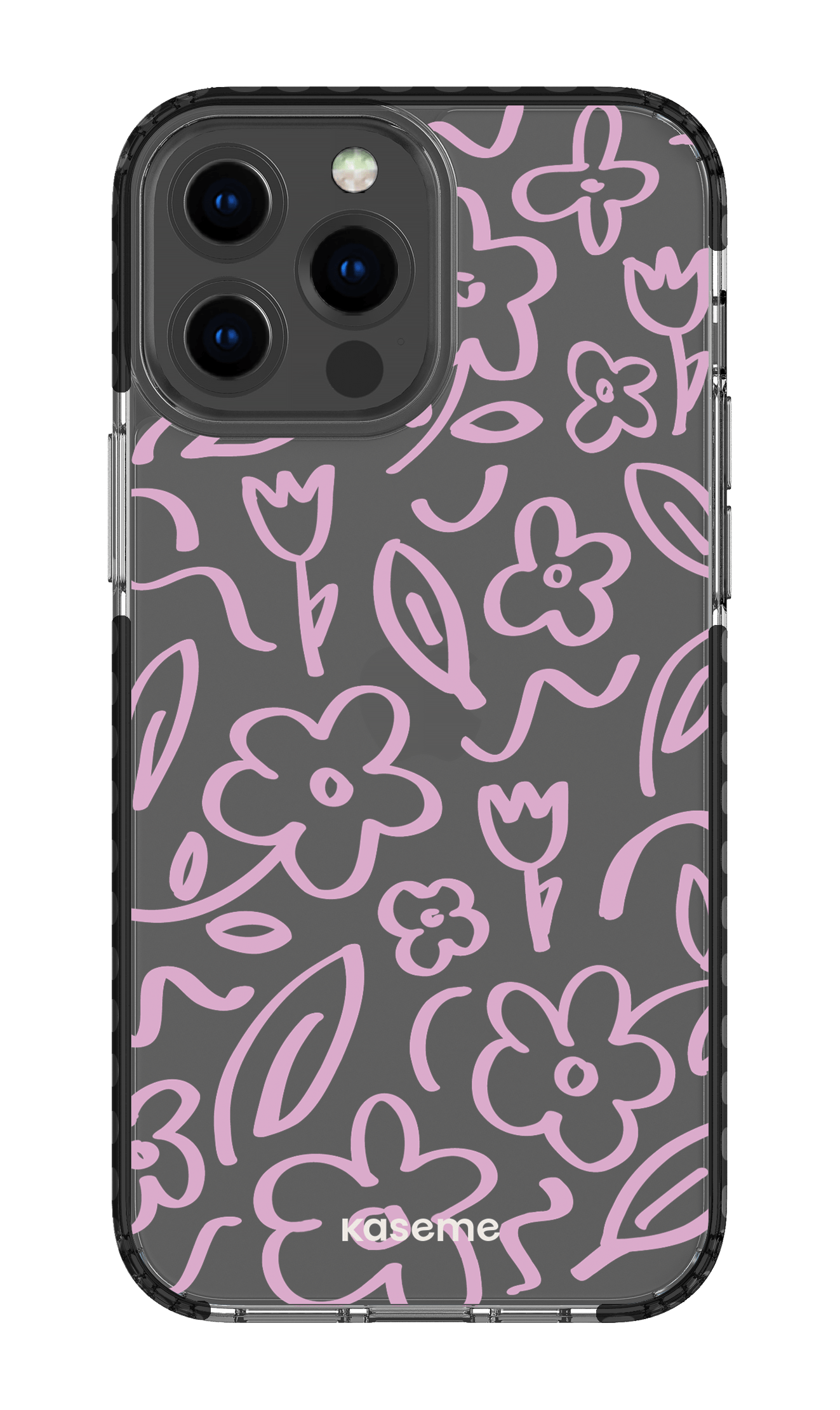 iPhone 13 Pro Max Clear Case - Black Brooklyn pink clear case -
