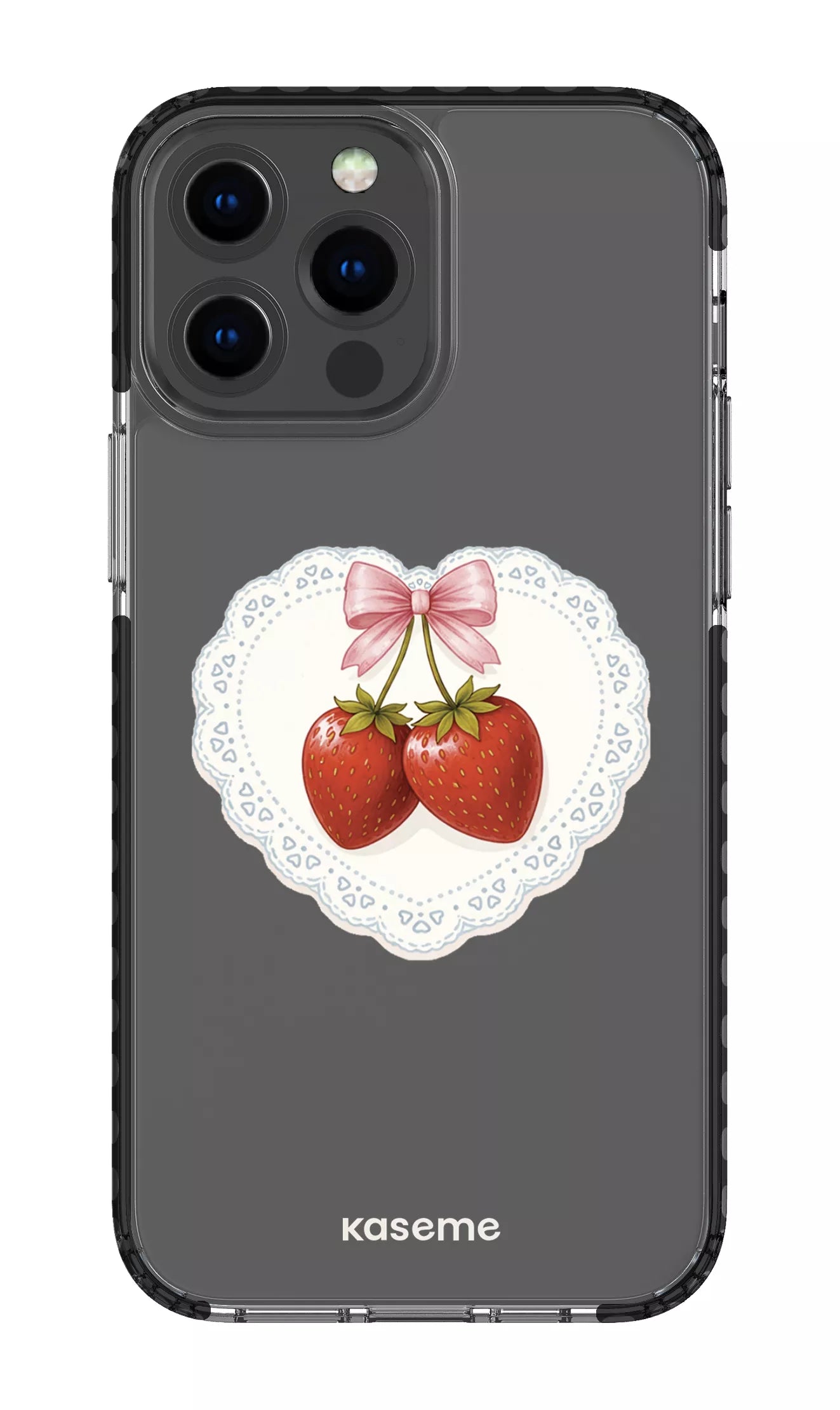 iPhone 13 Pro Max Clear Case - Black Fresa Lace Clear Case -