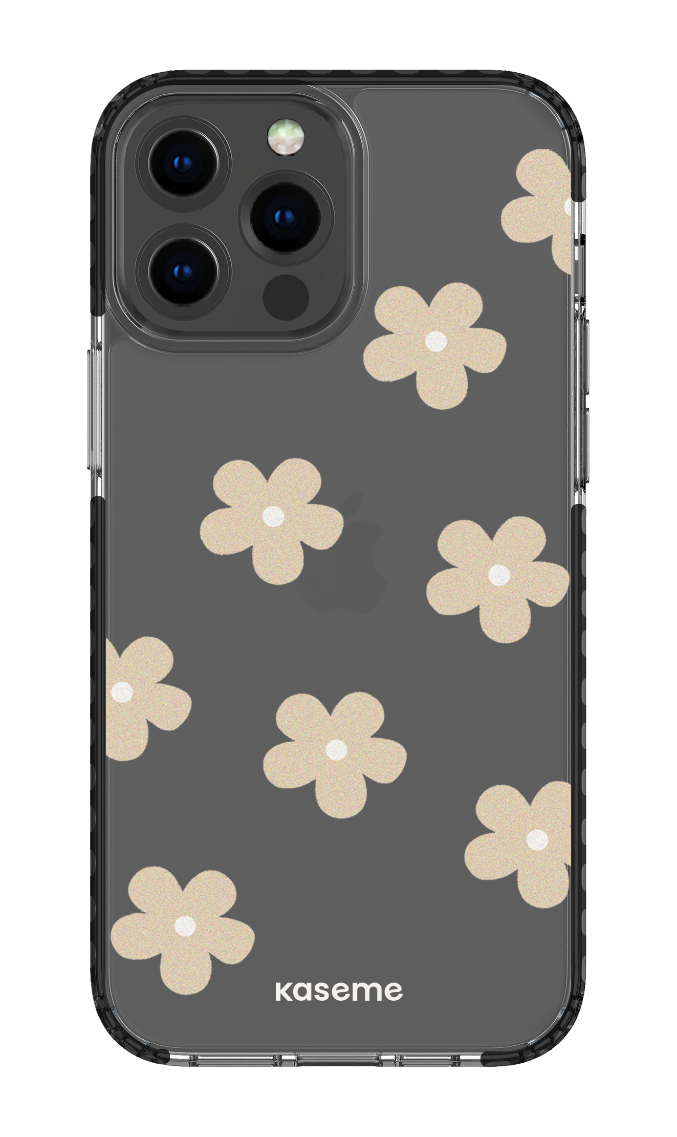 iPhone 13 Pro Max Clear Case - Black Woodstock Beige Clear Case -