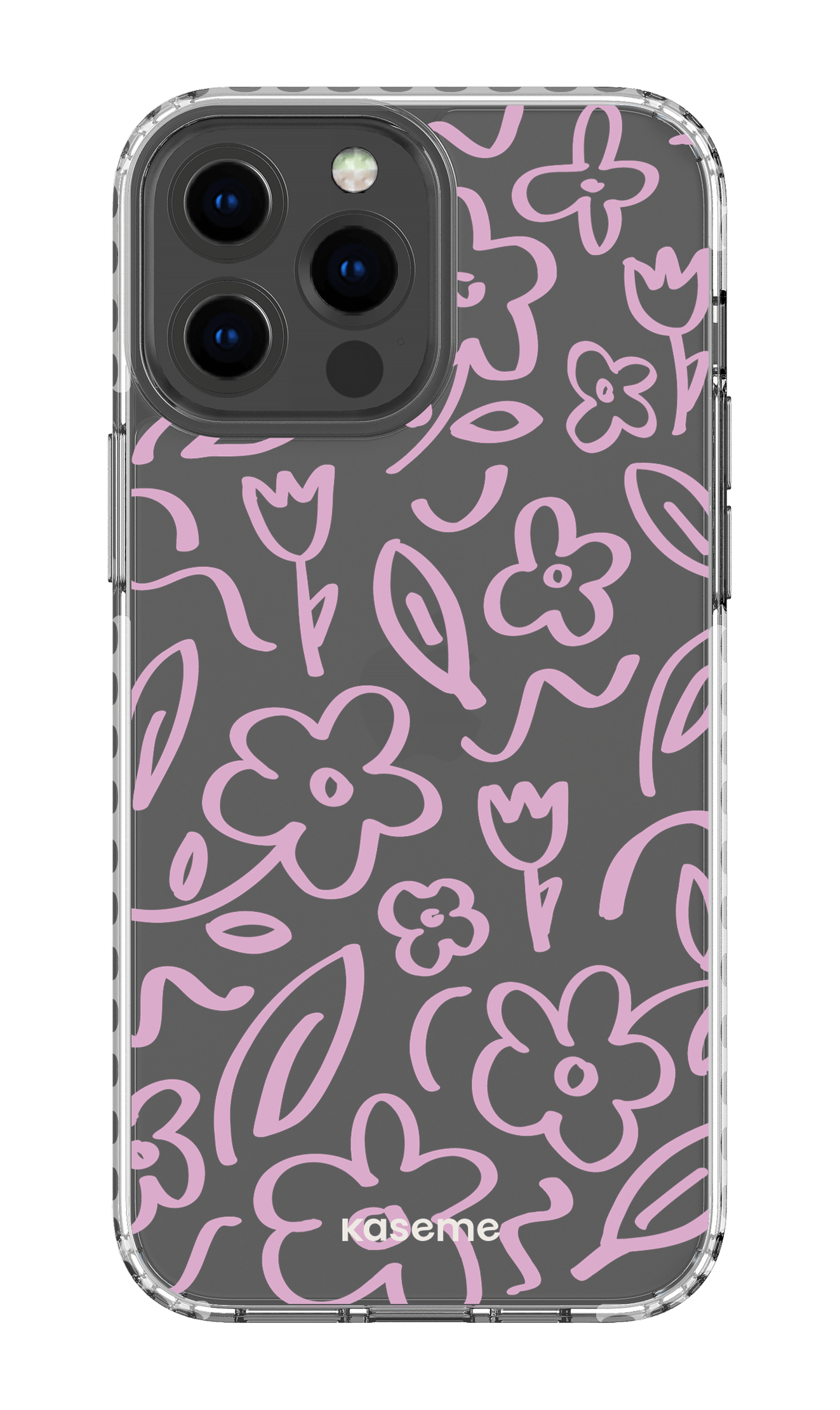 iPhone 13 Pro Max Clear Case - White Brooklyn pink clear case -