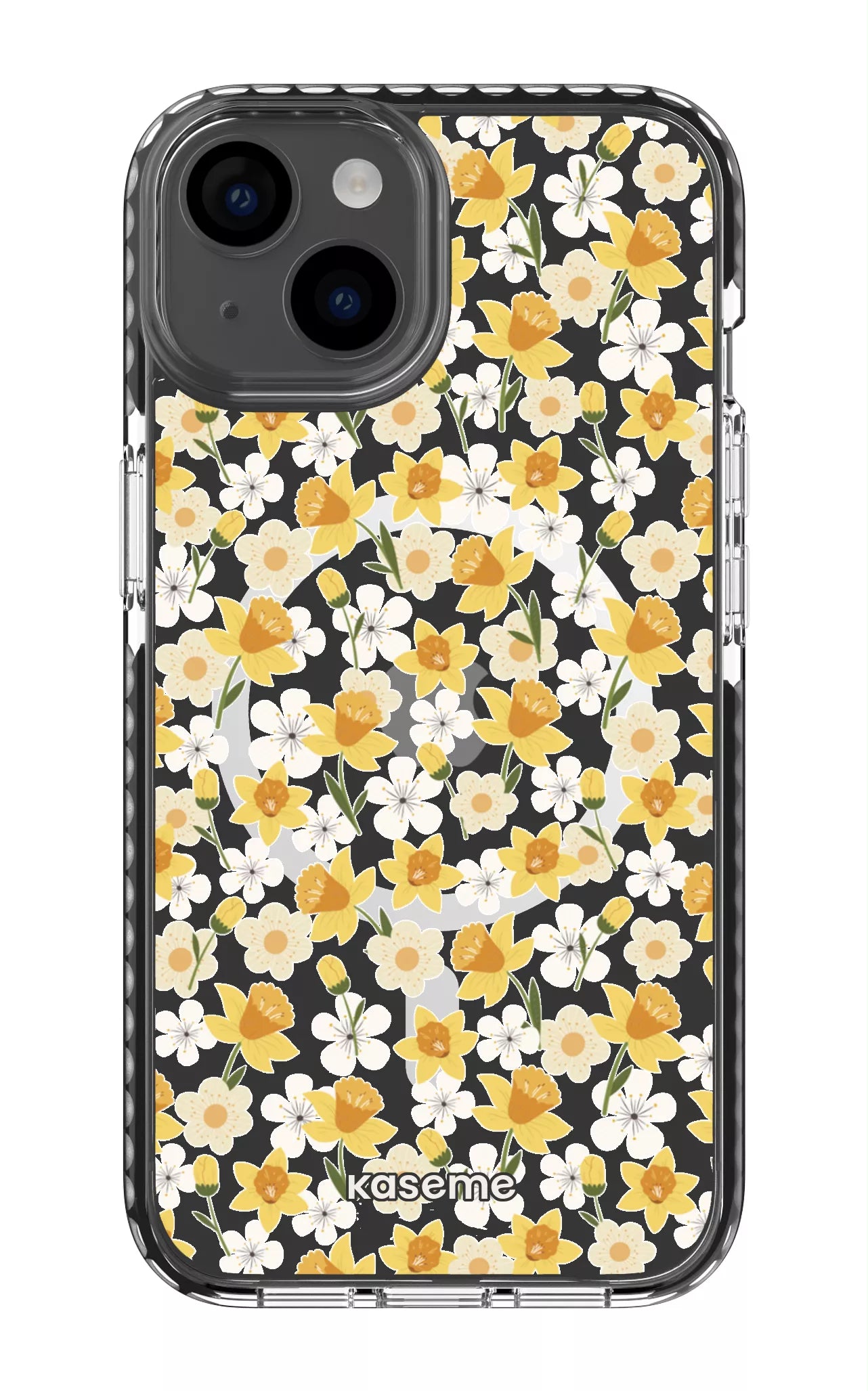 iPhone 14 Clear Case Magsafe - Black Daffodil Clear Case -