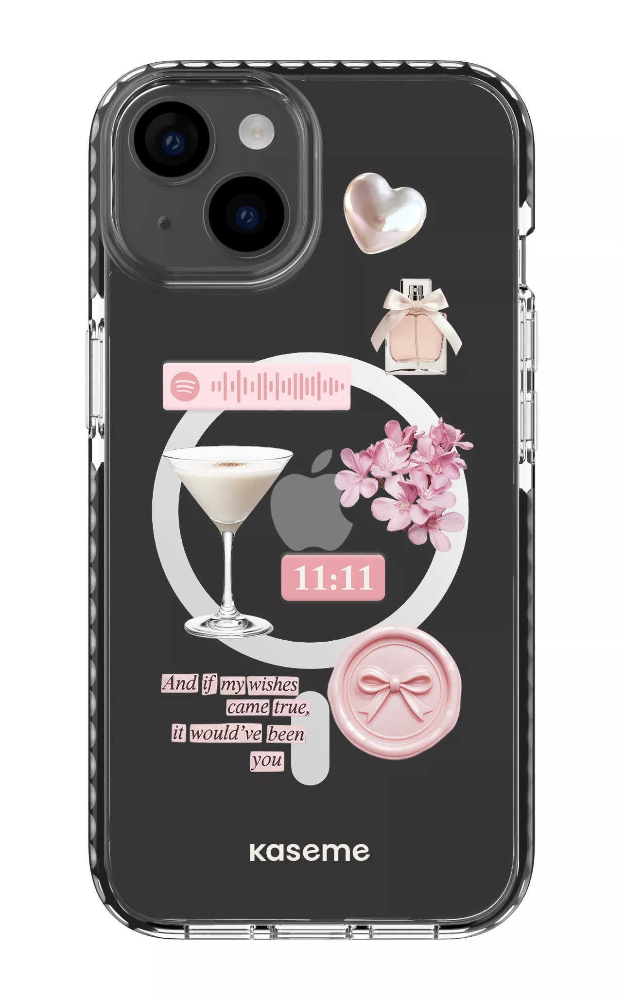 iPhone 14 Clear Case Magsafe - Black Love Letters Clear Case -