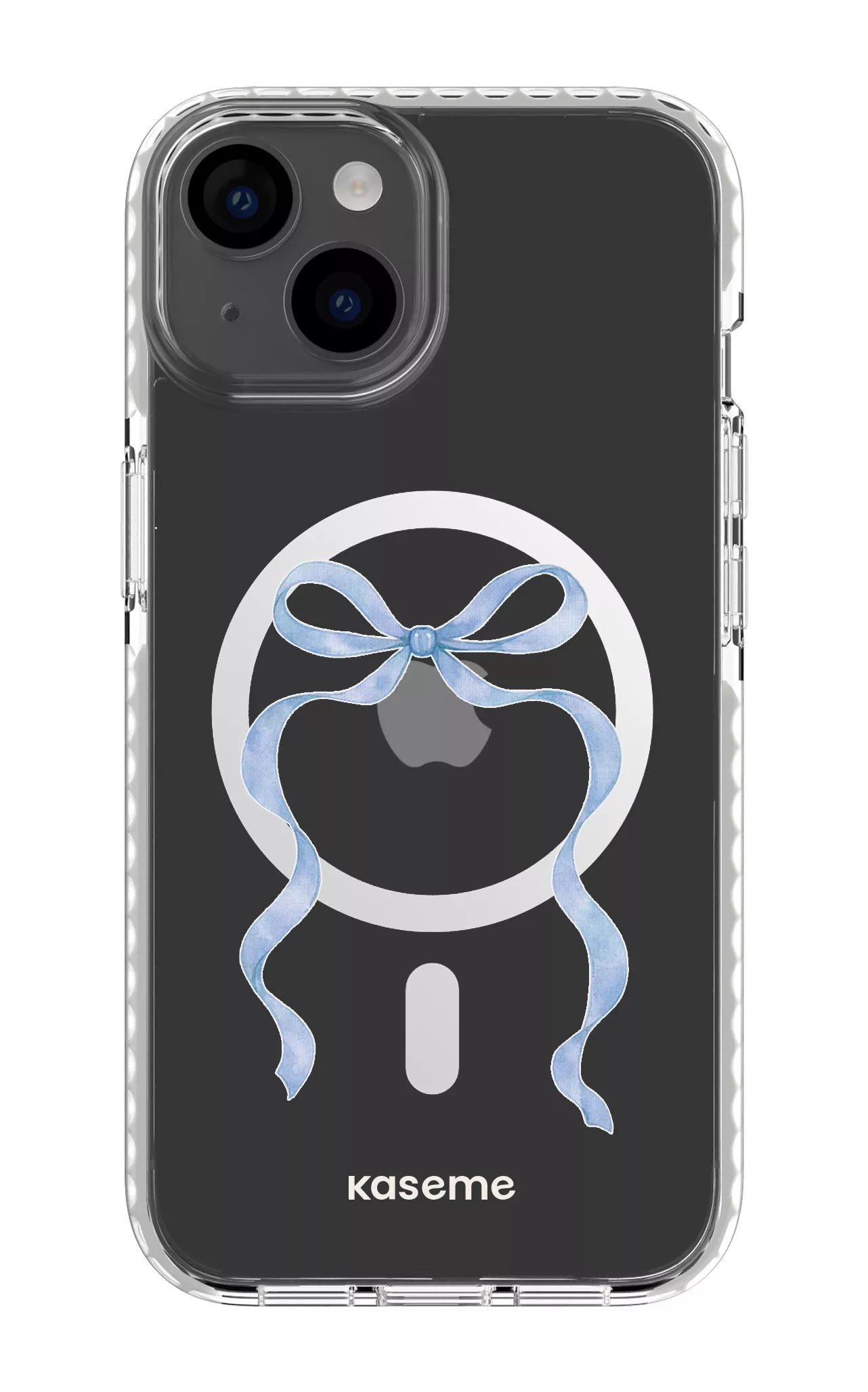 iPhone 14 Clear Case Magsafe - White Celeste Blue Clear Case -