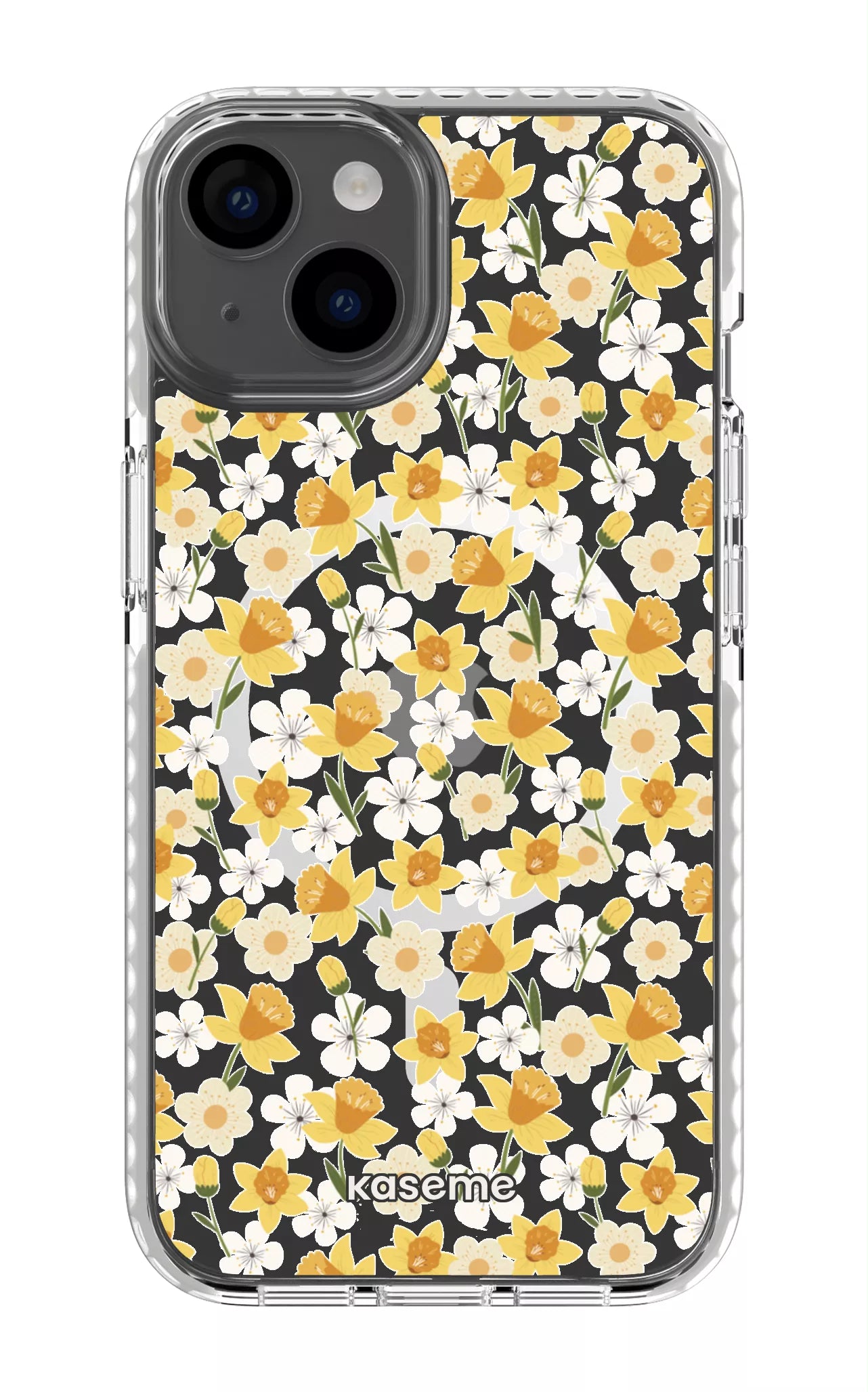 iPhone 14 Clear Case Magsafe - White Daffodil Clear Case -