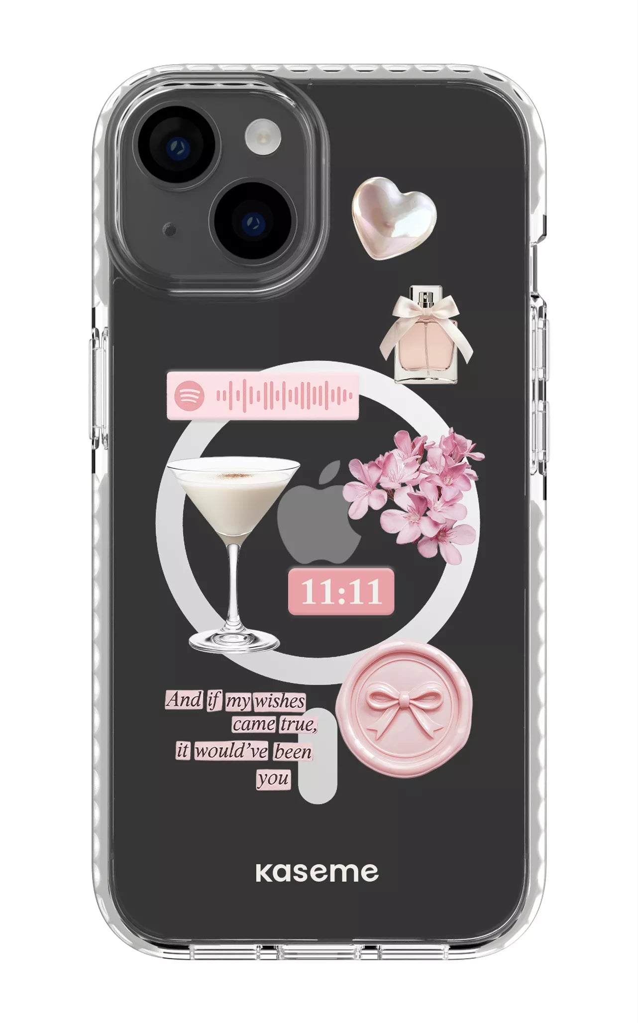 iPhone 14 Clear Case Magsafe - White Love Letters Clear Case -