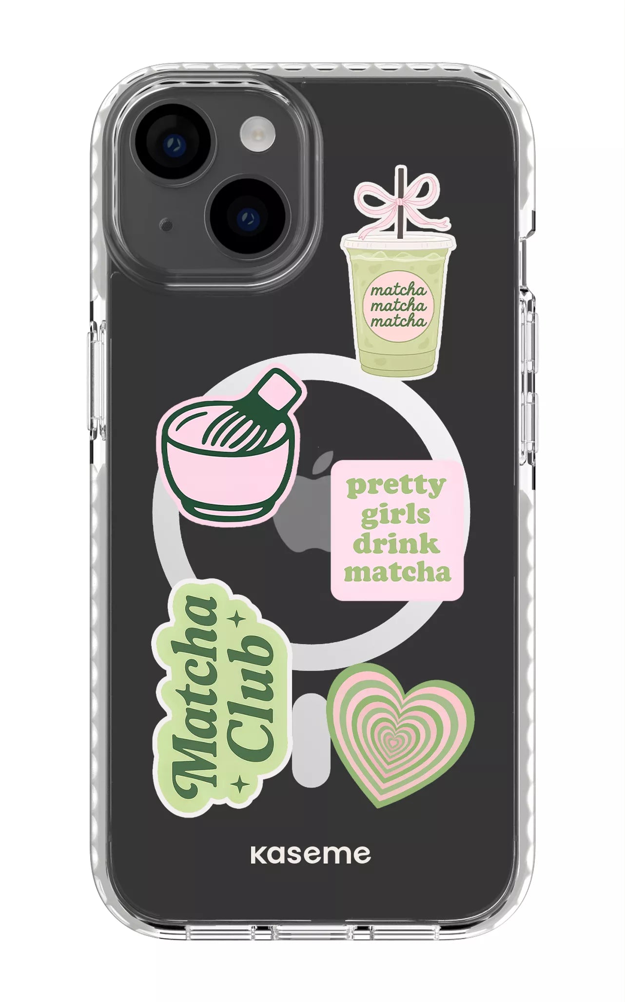 iPhone 14 Clear Case Magsafe - White Matcha Clear Case -