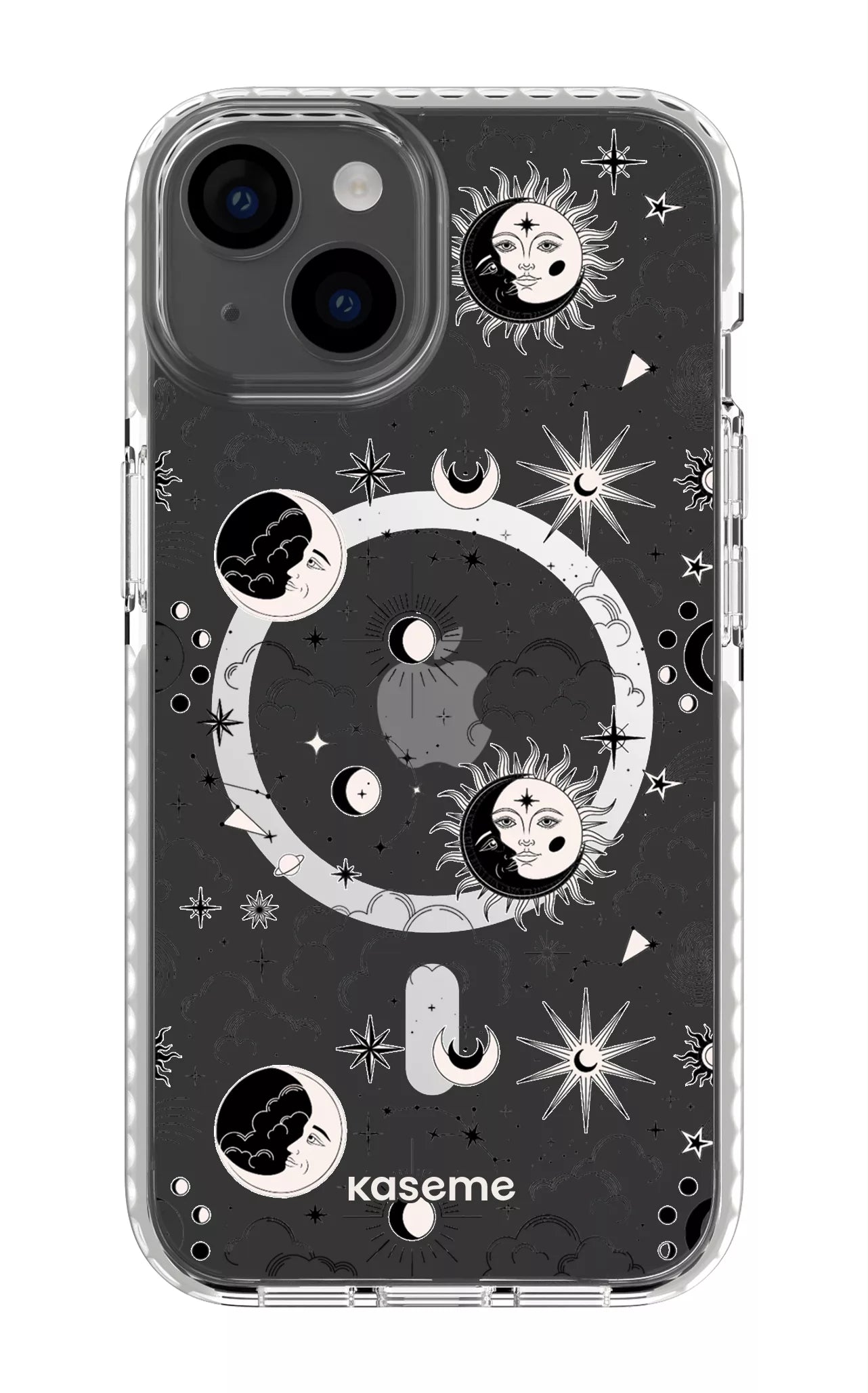 iPhone 14 Clear Case Magsafe - White Milky Way Black Clear Case -