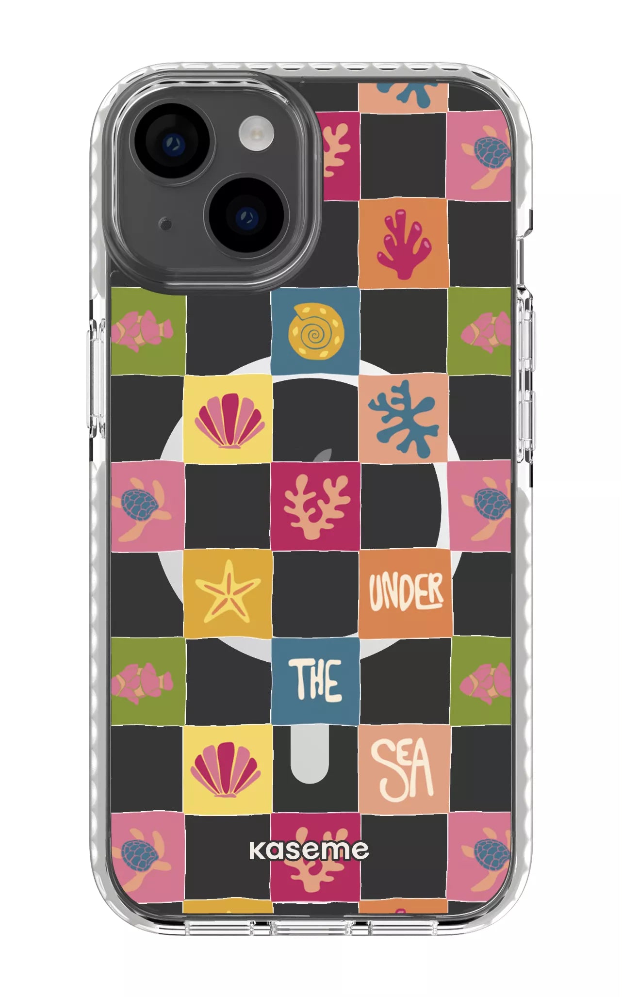 iPhone 14 Clear Case Magsafe - White Under the sea Clear Case -