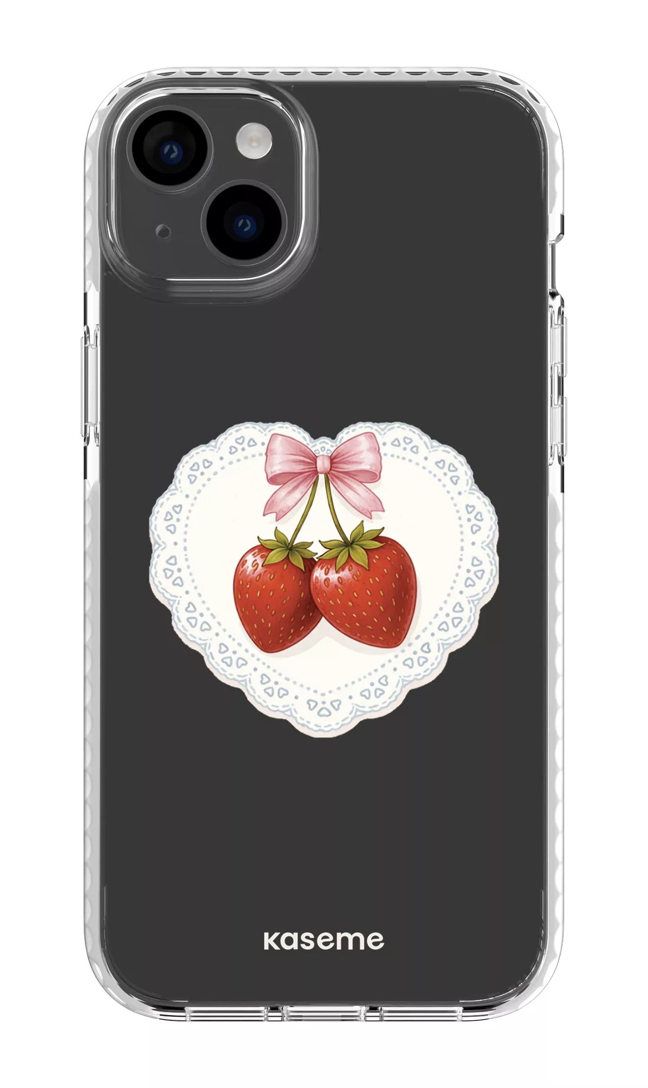 iPhone 14 Plus Clear Case White Fresa Lace Clear Case -
