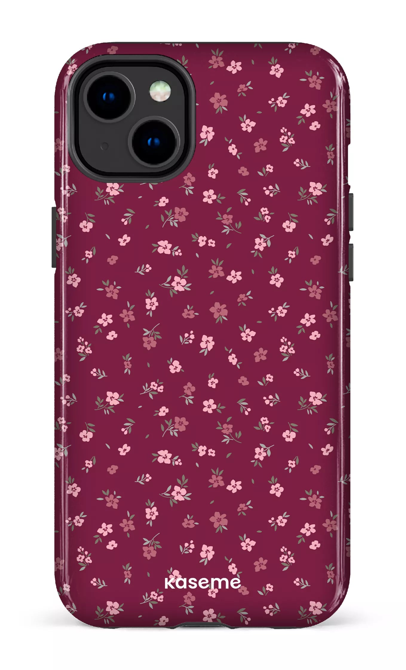 iPhone 14 Plus Tough Gloss Porcelain Blossom Burgundy -