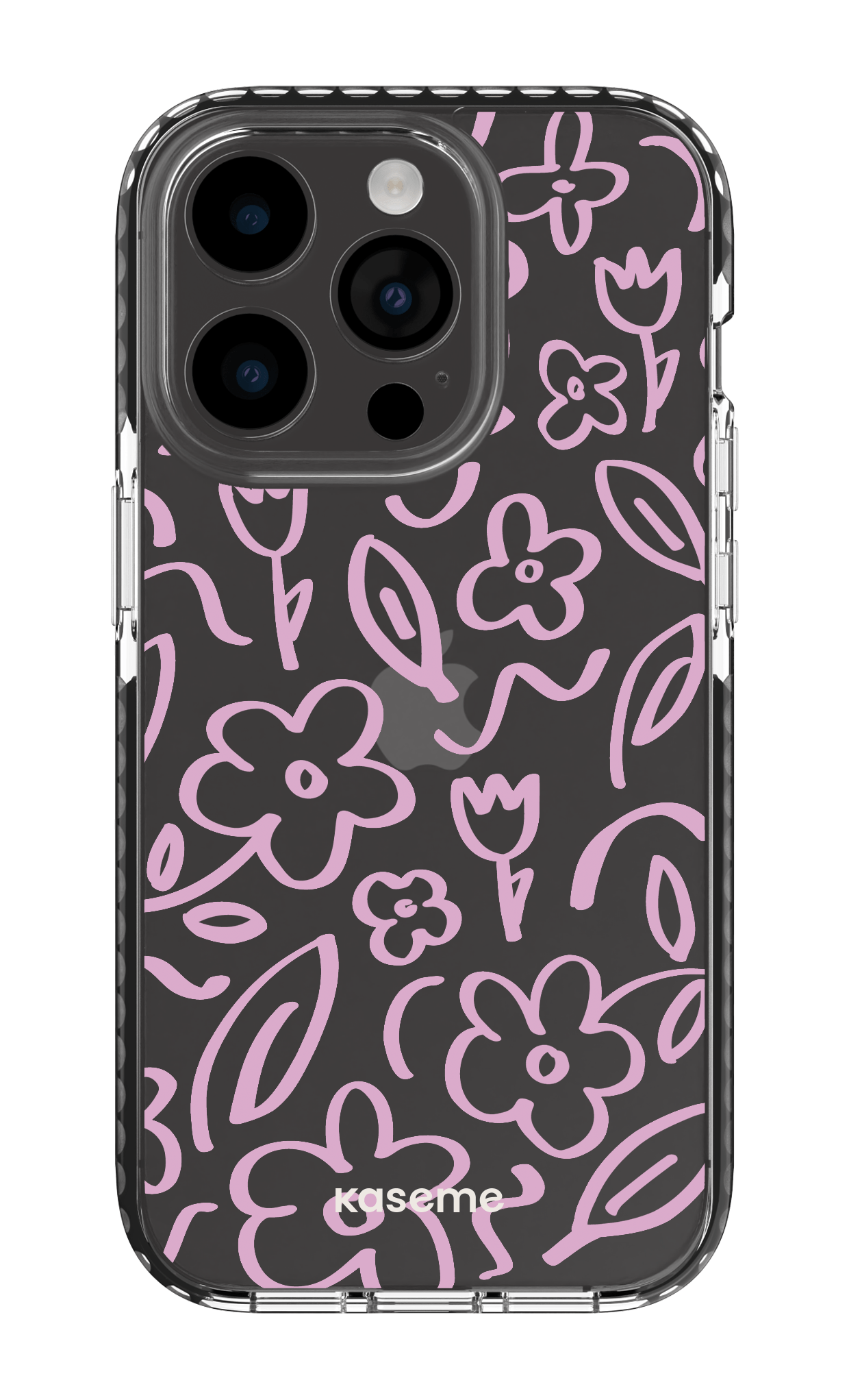 iPhone 14 Pro Clear Case - Black Brooklyn pink clear case -