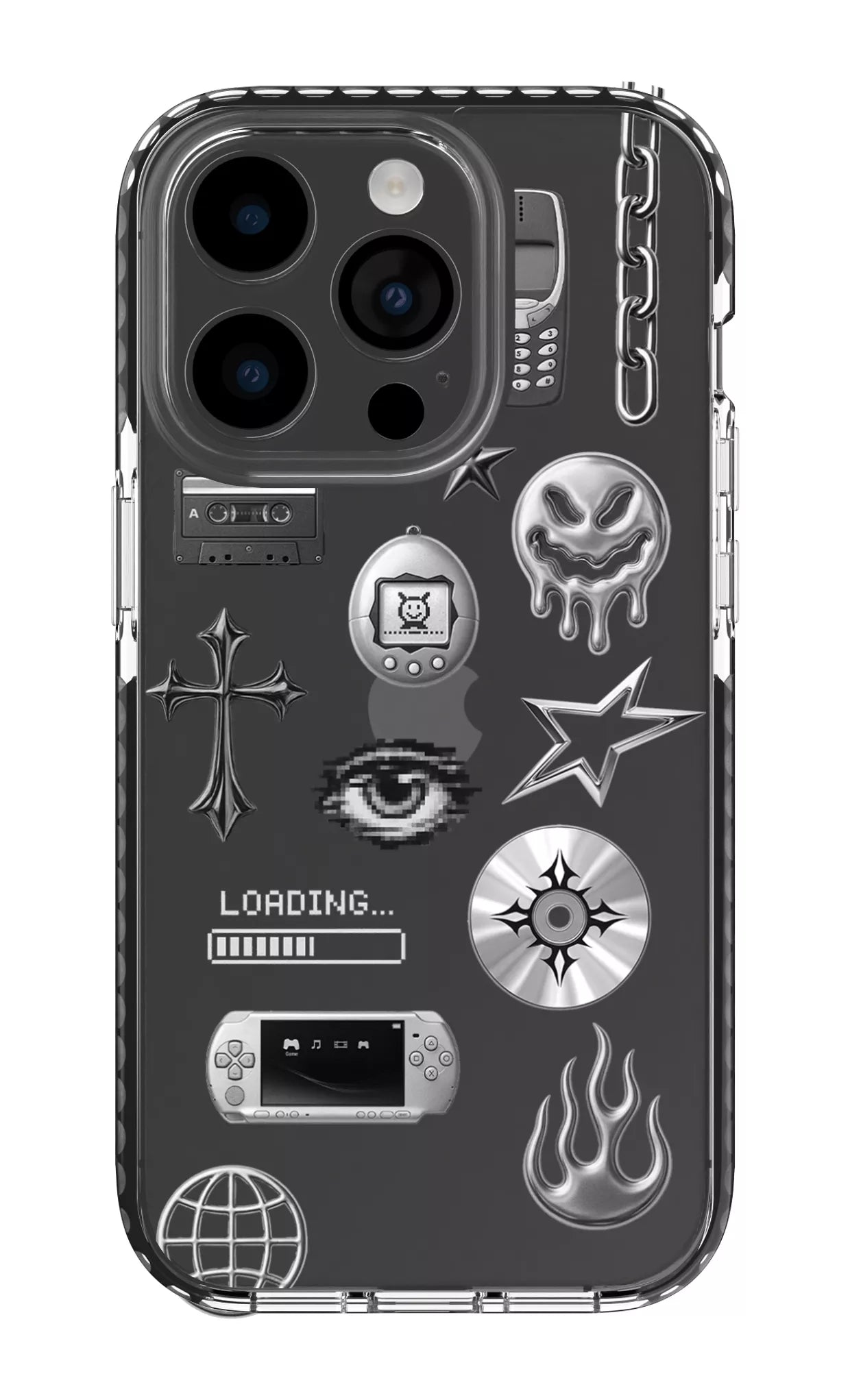 iPhone 14 Pro Clear Case - Black Chrome Clear Case -