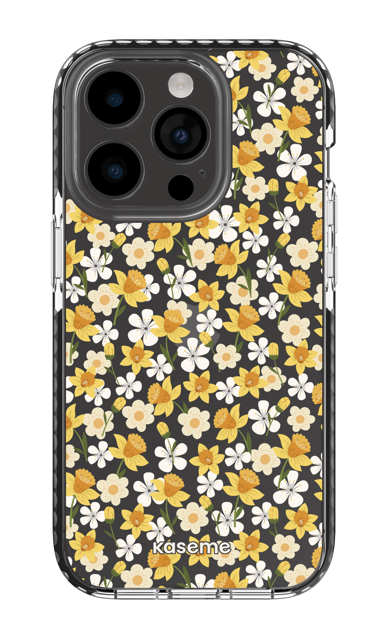 iPhone 14 Pro Clear Case - Black Daffodil Clear Case -