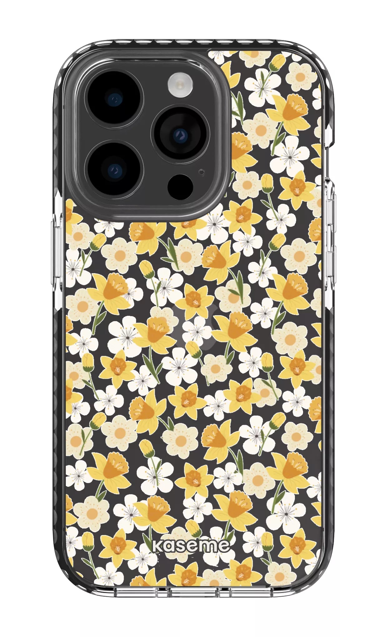 iPhone 14 Pro Clear Case - Black Daffodil Clear Case -