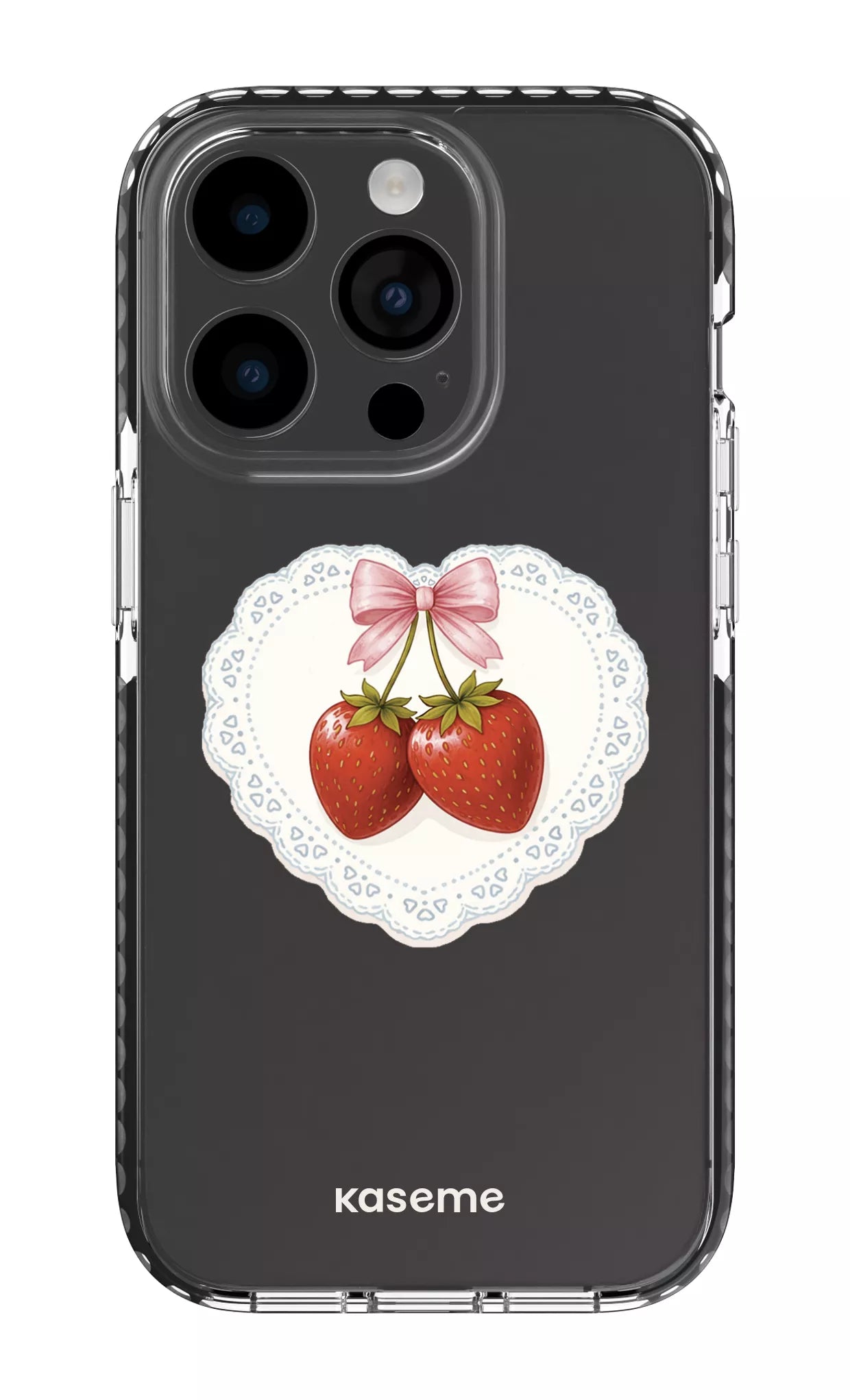 iPhone 14 Pro Clear Case - Black Fresa Lace Clear Case -