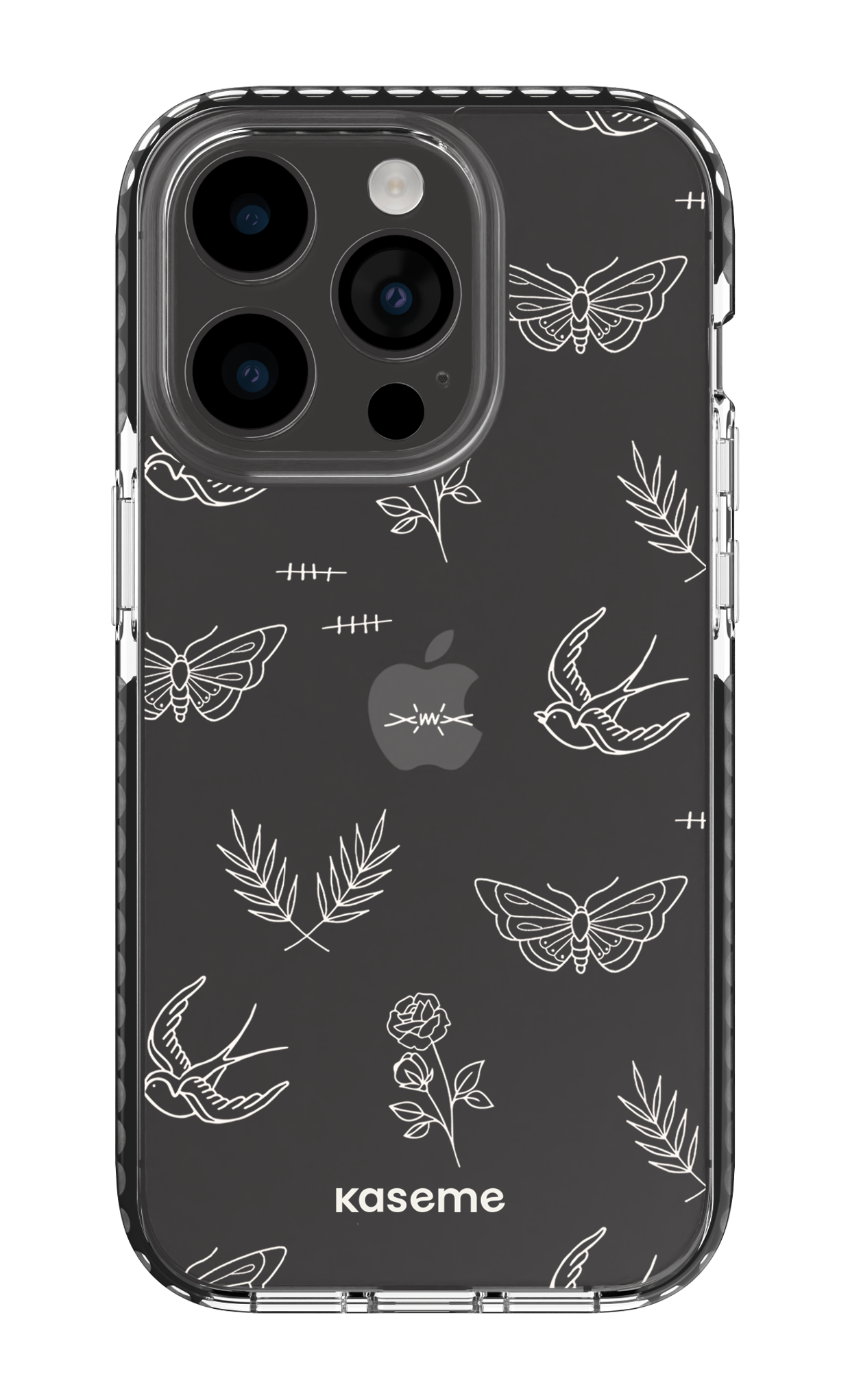 iPhone 14 Pro Clear Case - Black Ink white clear case -