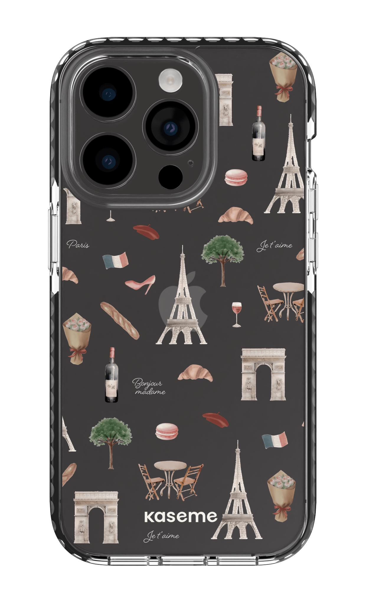 iPhone 14 Pro Clear Case - Black Je t'aime Paris Clear Case -