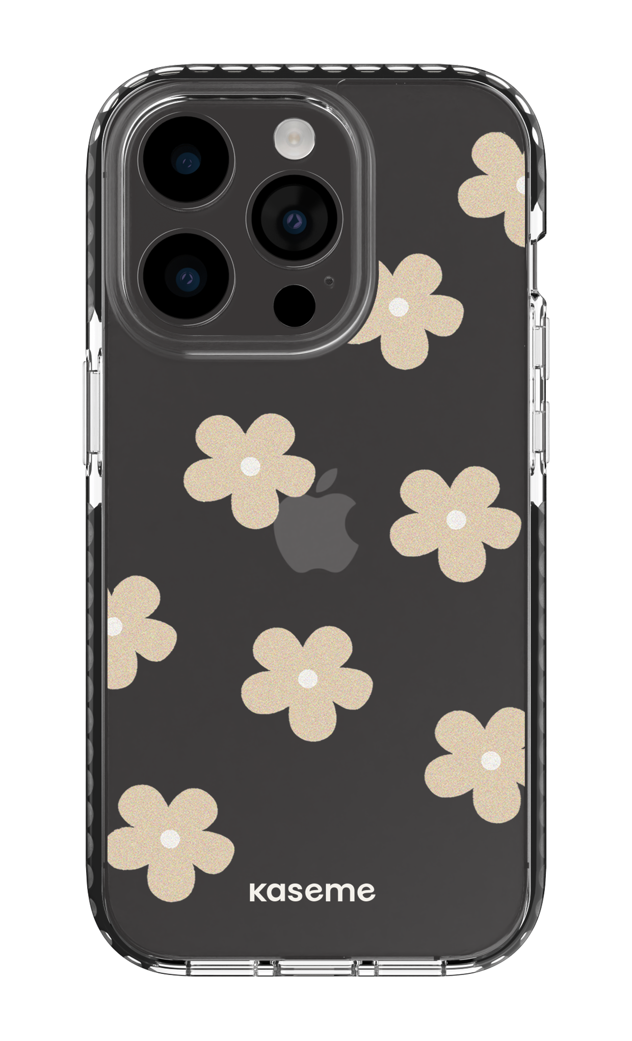iPhone 14 Pro Clear Case - Black Woodstock Beige Clear Case -