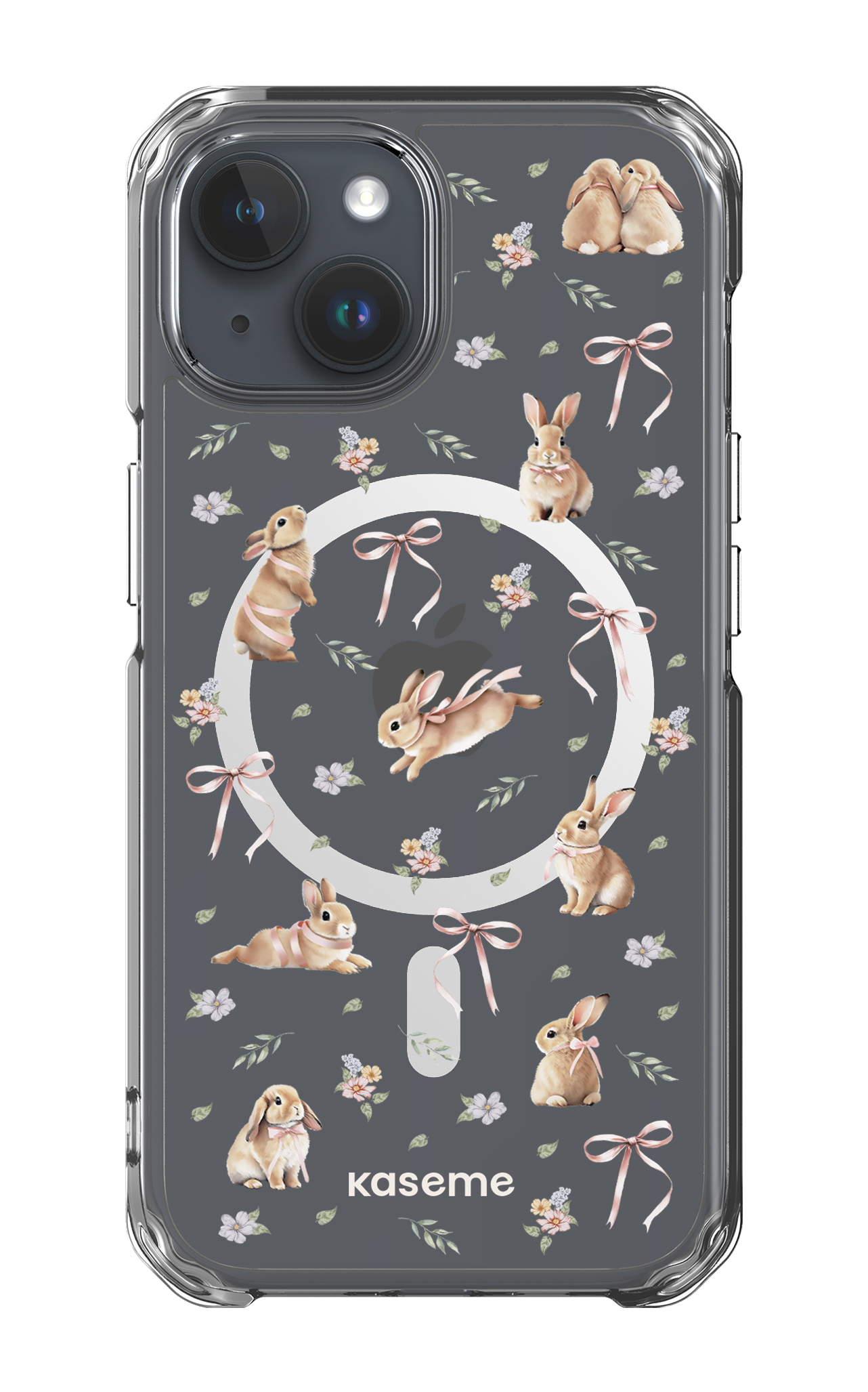iPhone 15 Clear Case - Magsafe Bunny Bloom Clear Case -