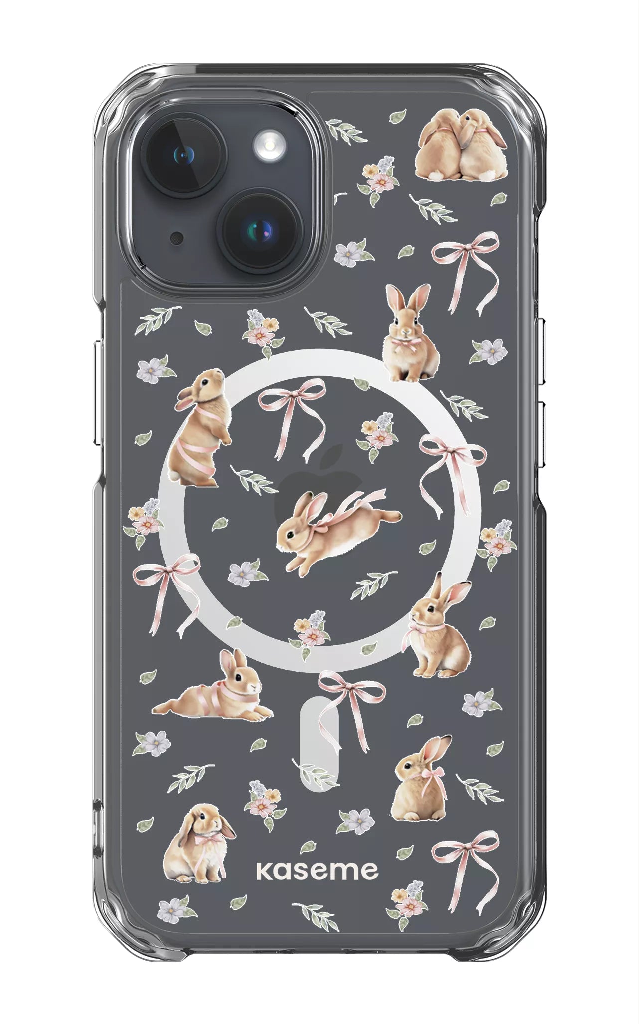 iPhone 15 Clear Case - Magsafe Bunny Bloom Clear Case -