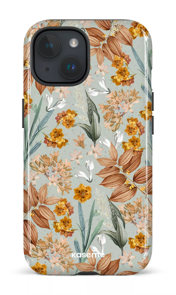 iPhone 15 MagSafe - Impact Case Autumn Leaves Blue -