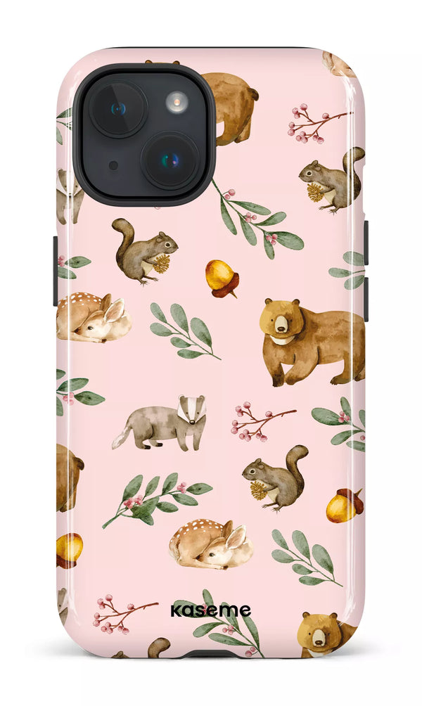 iPhone 15 MagSafe - Impact Case Furry Forest Pink -