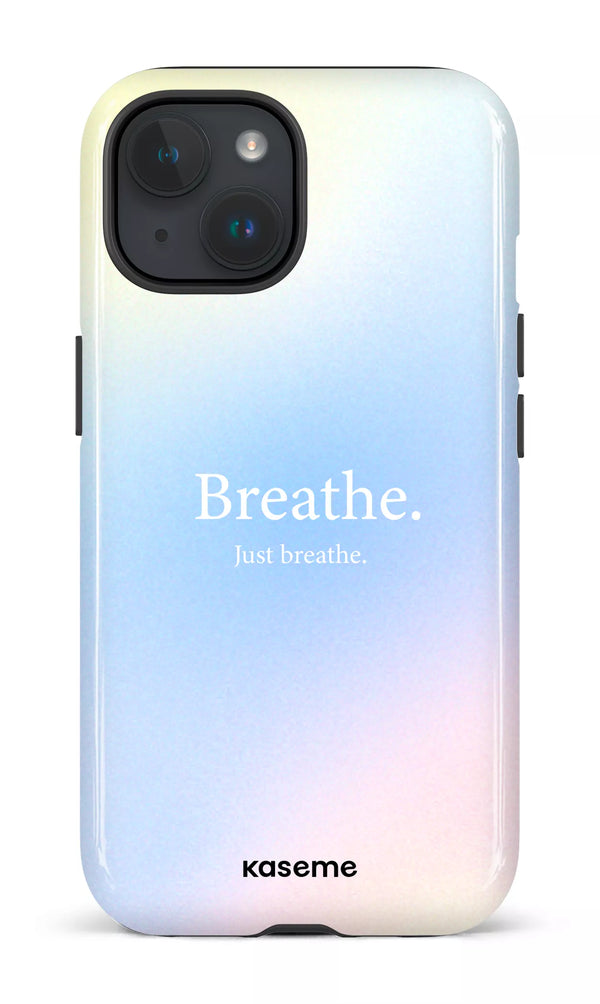 iPhone 15 MagSafe - Impact Case Just breathe blue -