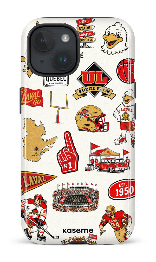 iPhone 15 MagSafe - Impact Case Mosaïque x Rouge et Or -