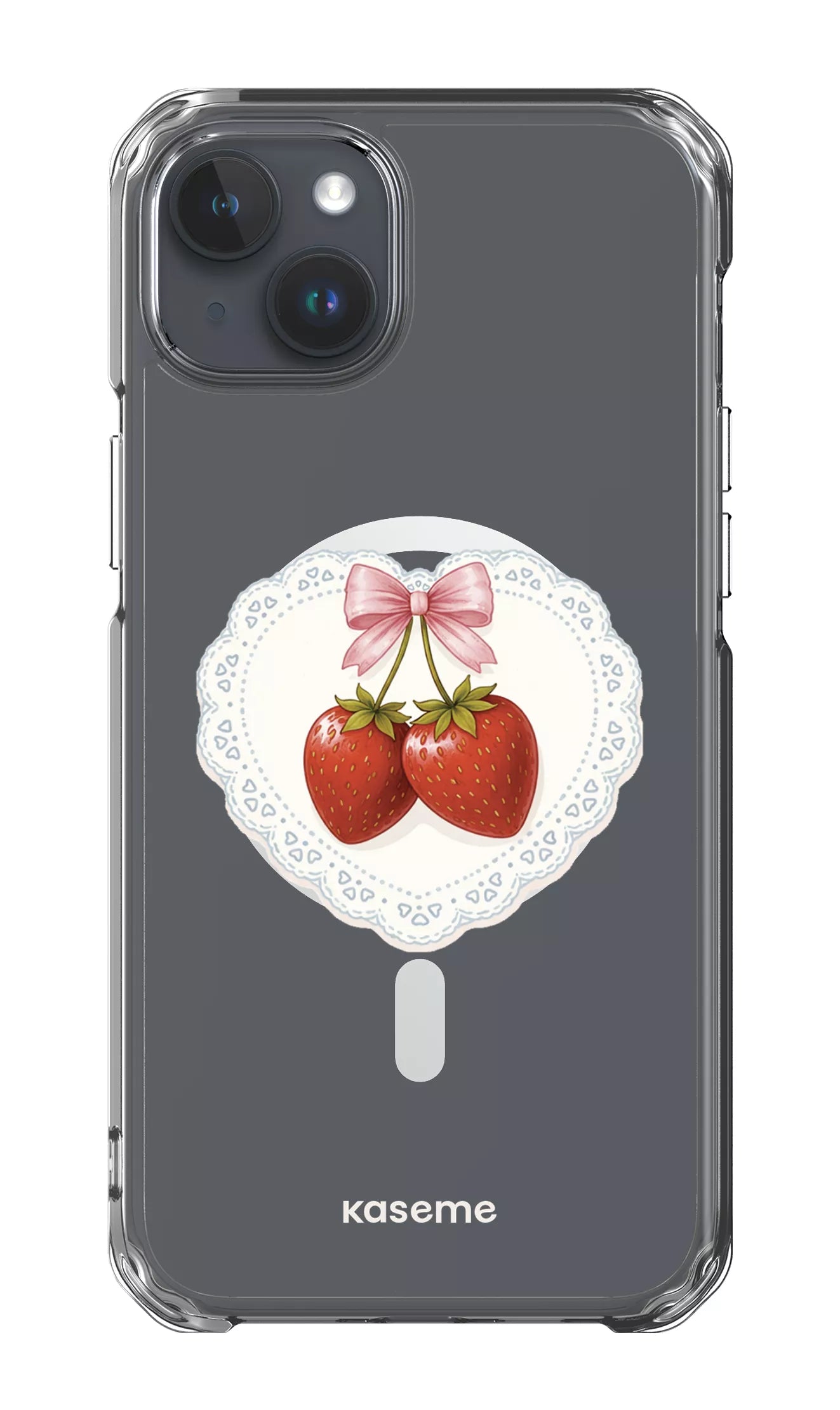 iPhone 15 Plus Clear Case - Magsafe Fresa Lace Clear Case -