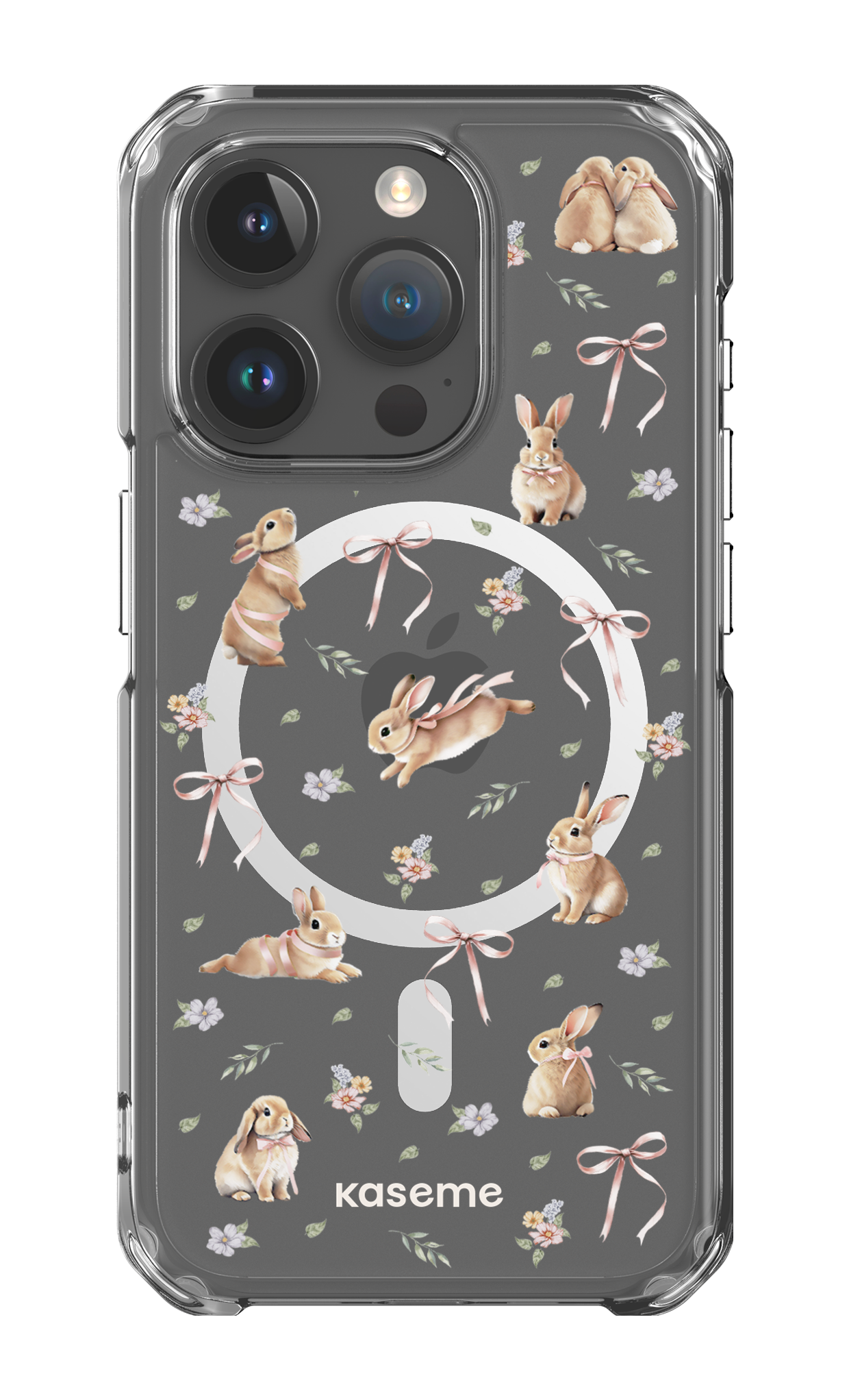 iPhone 15 Pro Clear Case - Magsafe Bunny Bloom Clear Case -