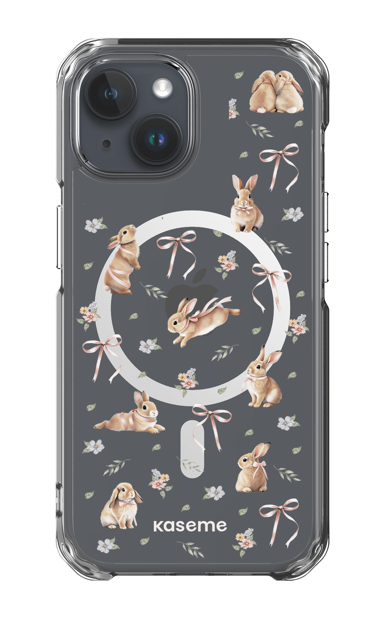 iPhone 15 Pro Clear Case - Magsafe Bunny Bloom Clear Case -