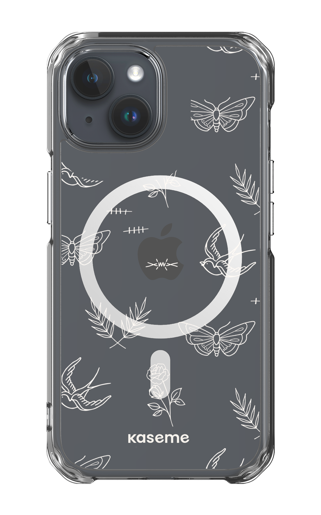 iPhone 15 Pro Clear Case - Magsafe Ink white Clear Case -