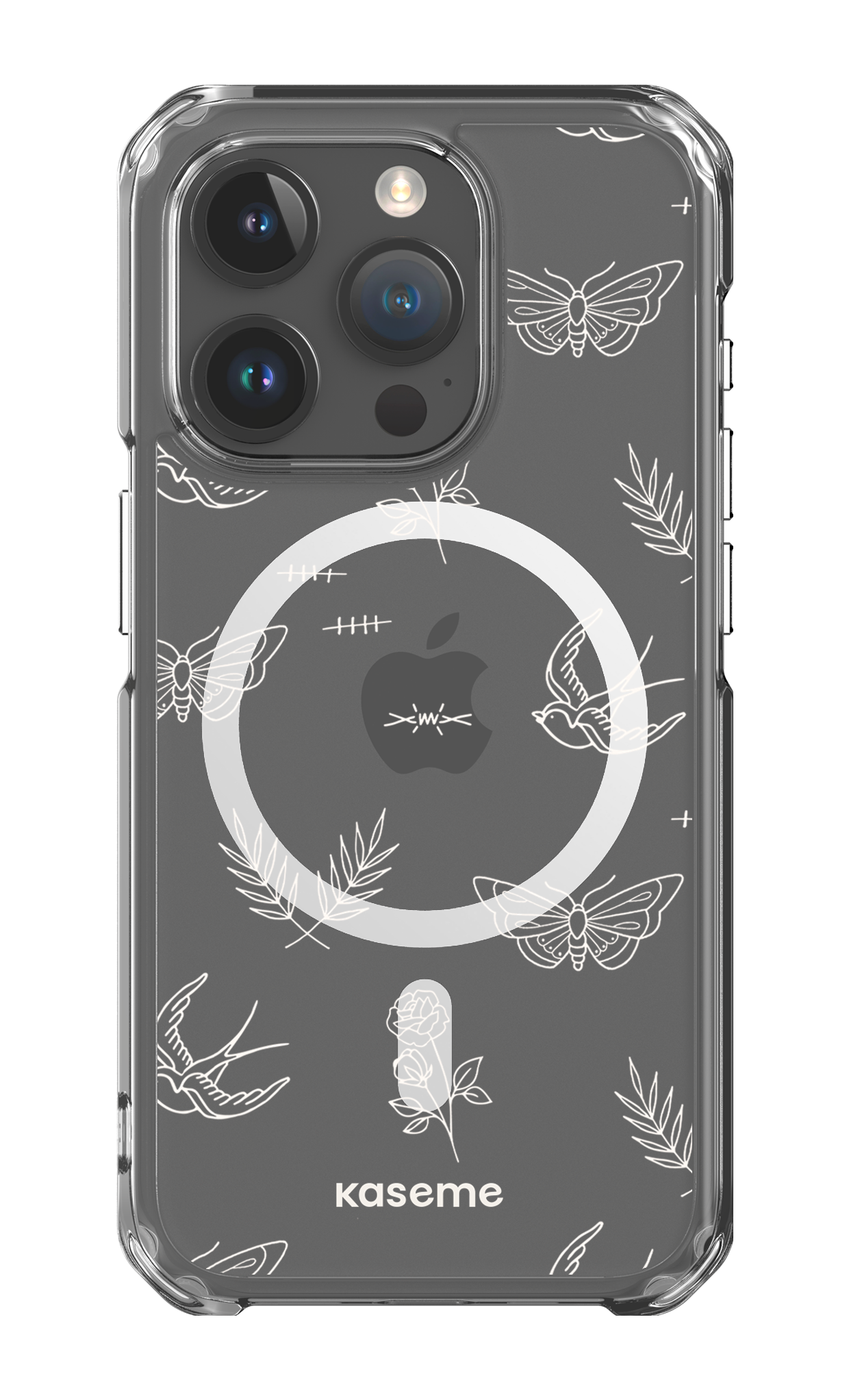 iPhone 15 Pro Clear Case - Magsafe Ink white clear case -