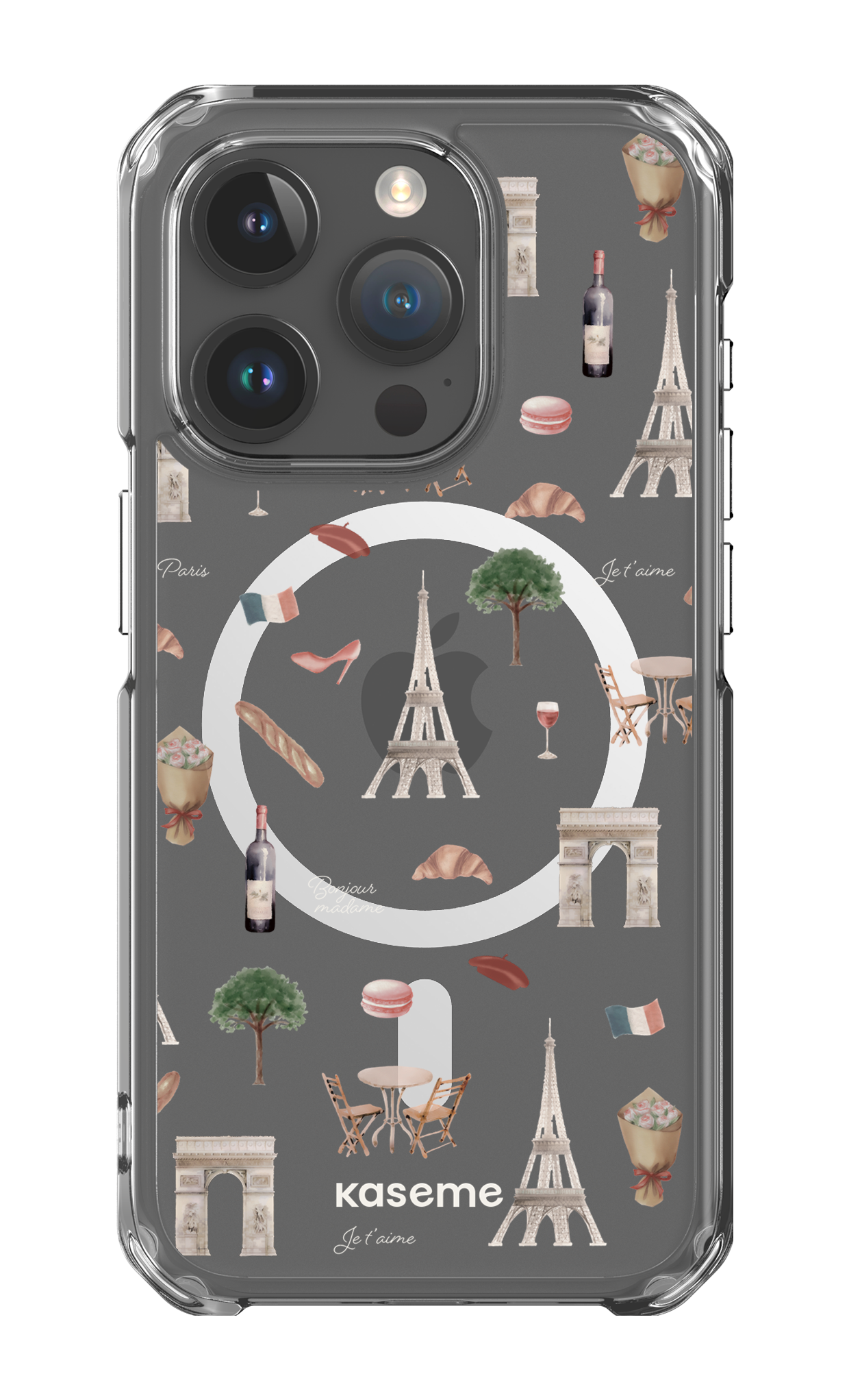 iPhone 15 Pro Clear Case - Magsafe Je t'aime Paris Clear Case -