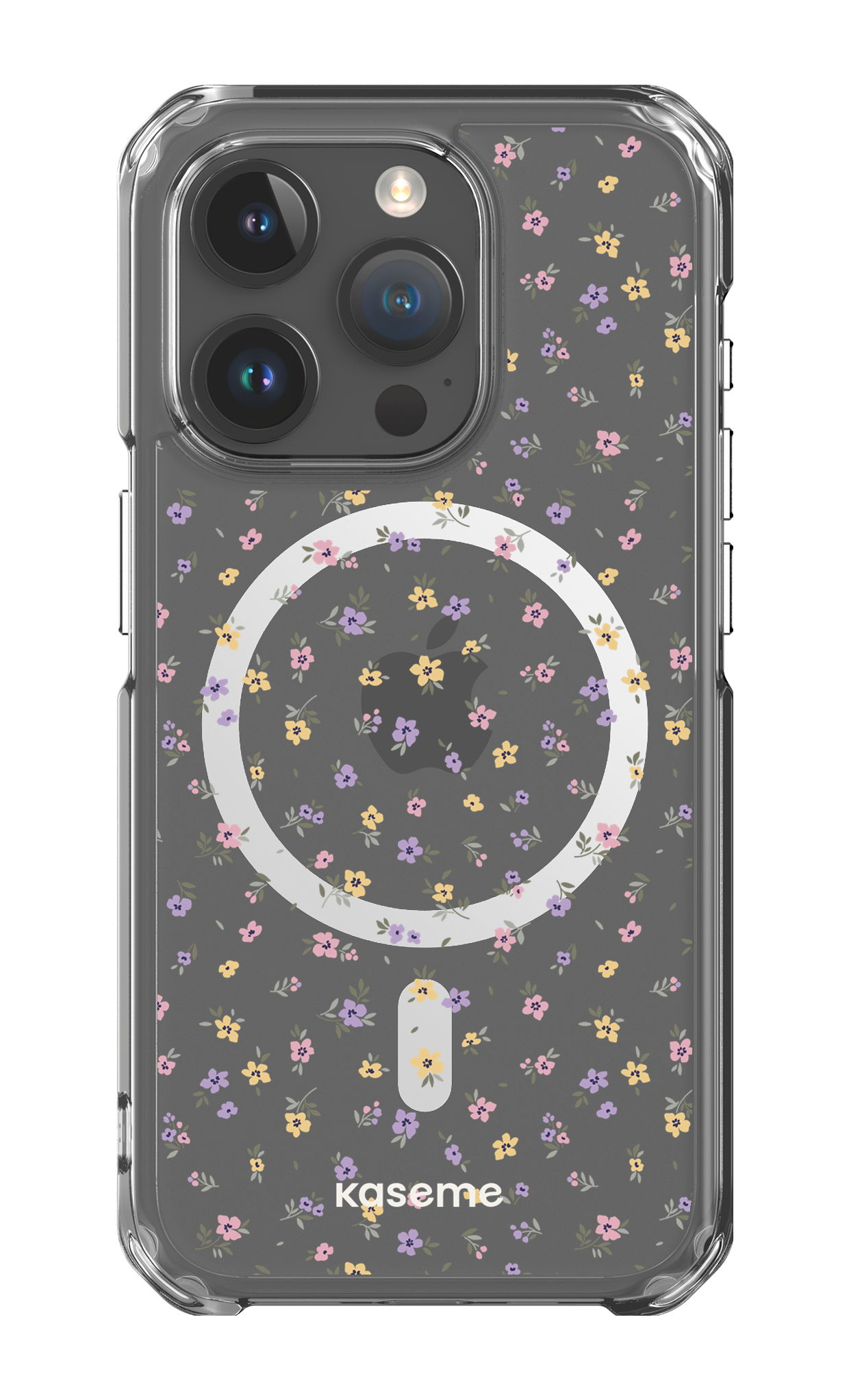iPhone 15 Pro Clear Case - Magsafe Porcelain Blossom Clear Case -