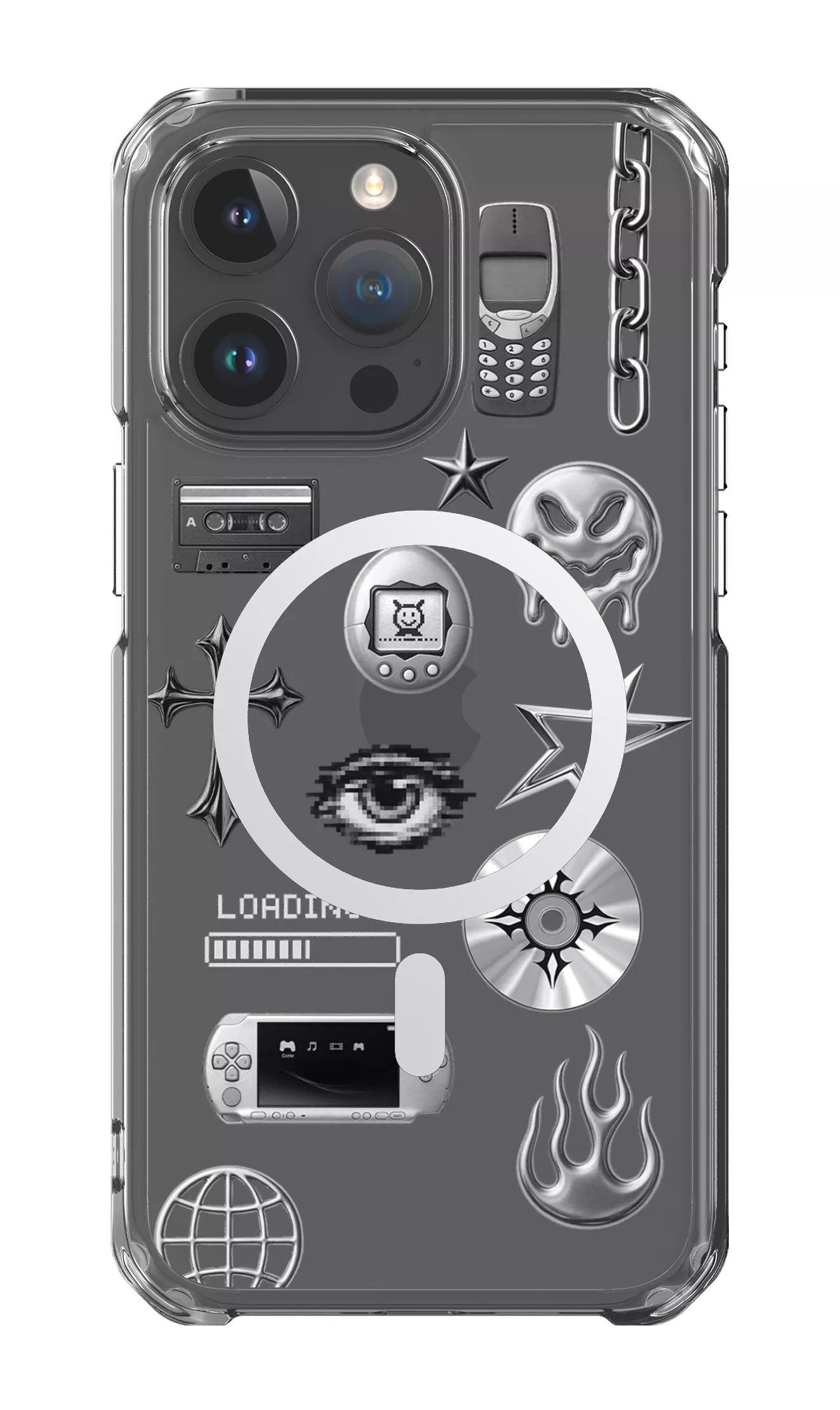 iPhone 15 Pro Max Clear Case - Magsafe Chrome Clear Case -