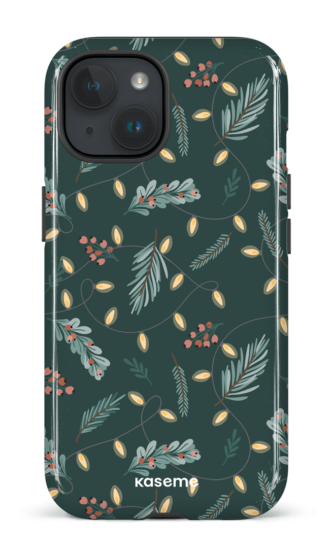 iPhone 15 Tough (Gloss) Cozy winter night green -