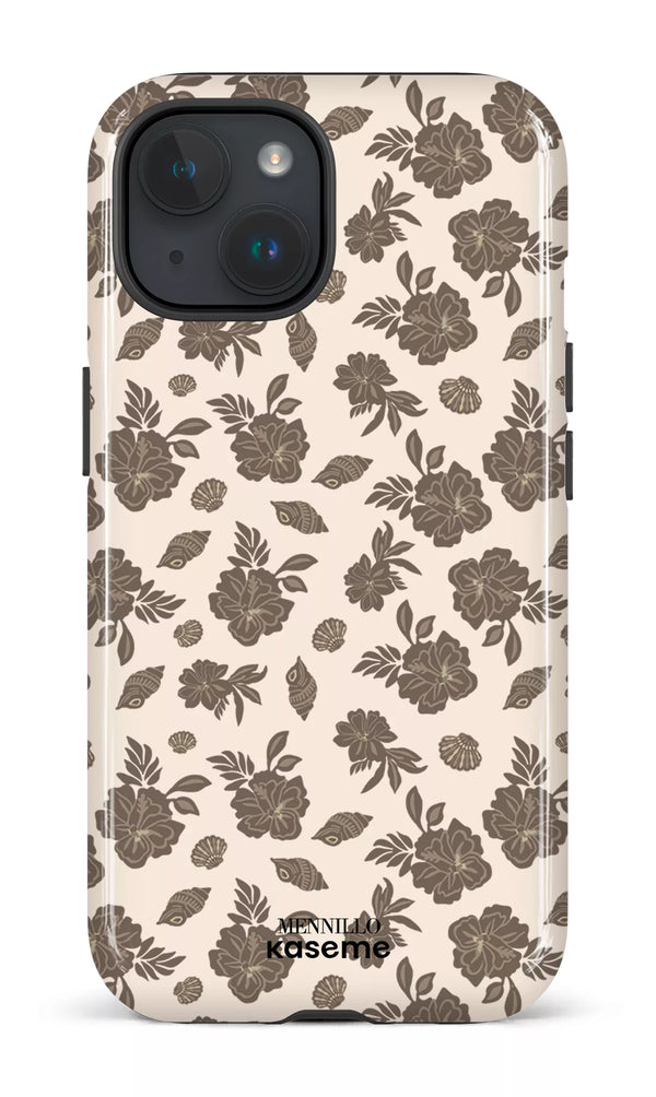 iPhone 15 Tough (Gloss) Floral Brown by Mennillo -