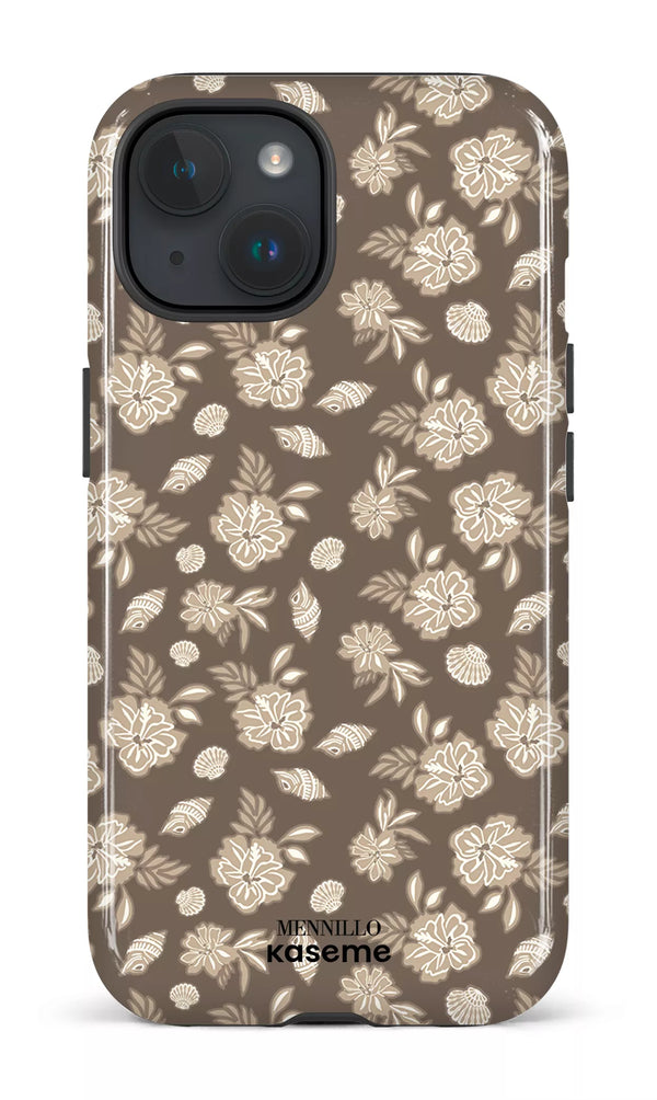 iPhone 15 Tough (Gloss) Floral Cream by Mennillo -
