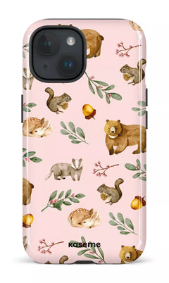 iPhone 15 Tough (Gloss) Furry Forest Pink -