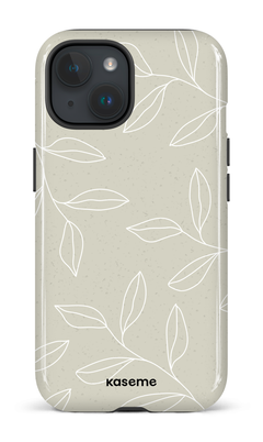 iPhone 15 Tough (Gloss) Gloomy Beige and White -