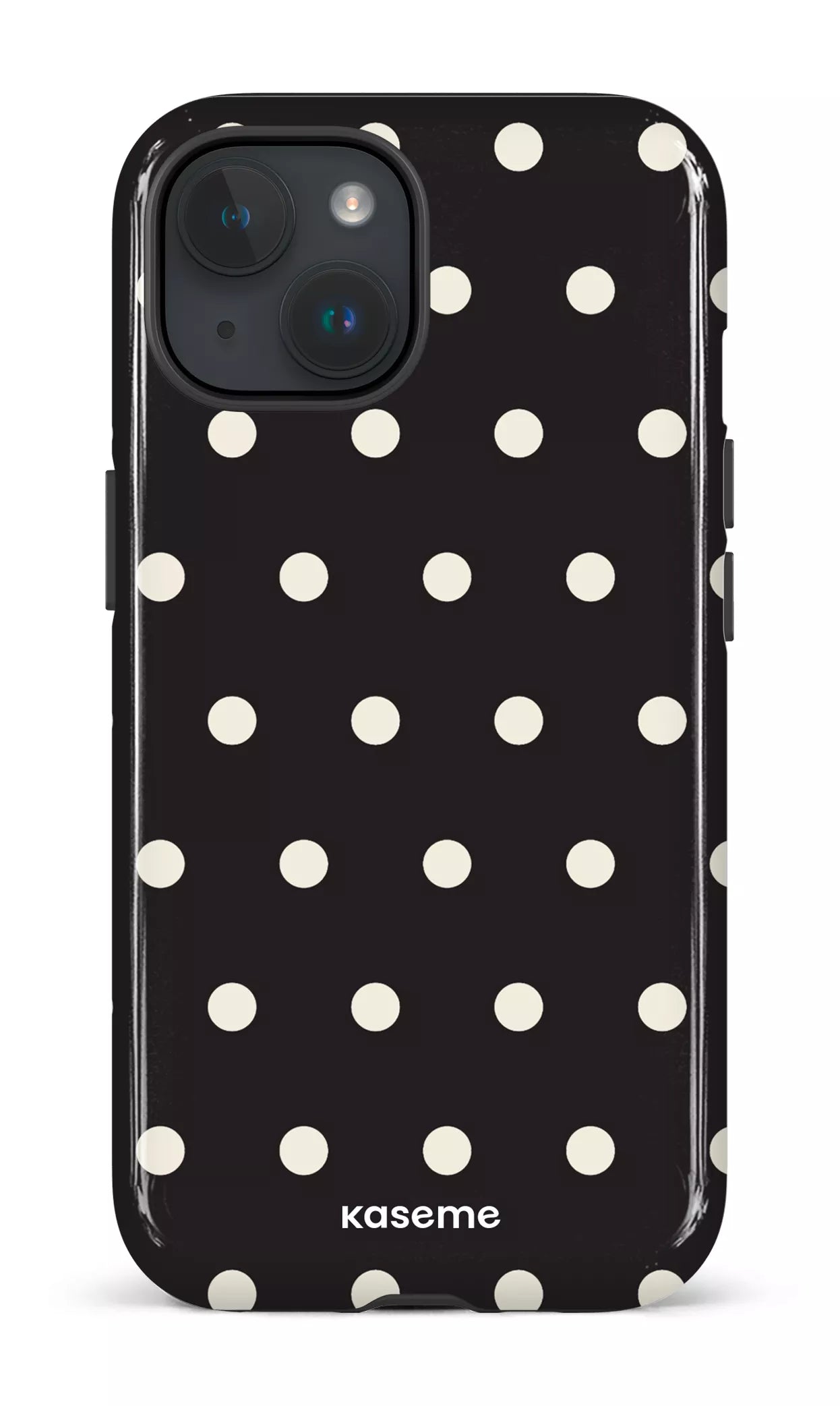 iPhone 15 Tough (Gloss) Polka Black -