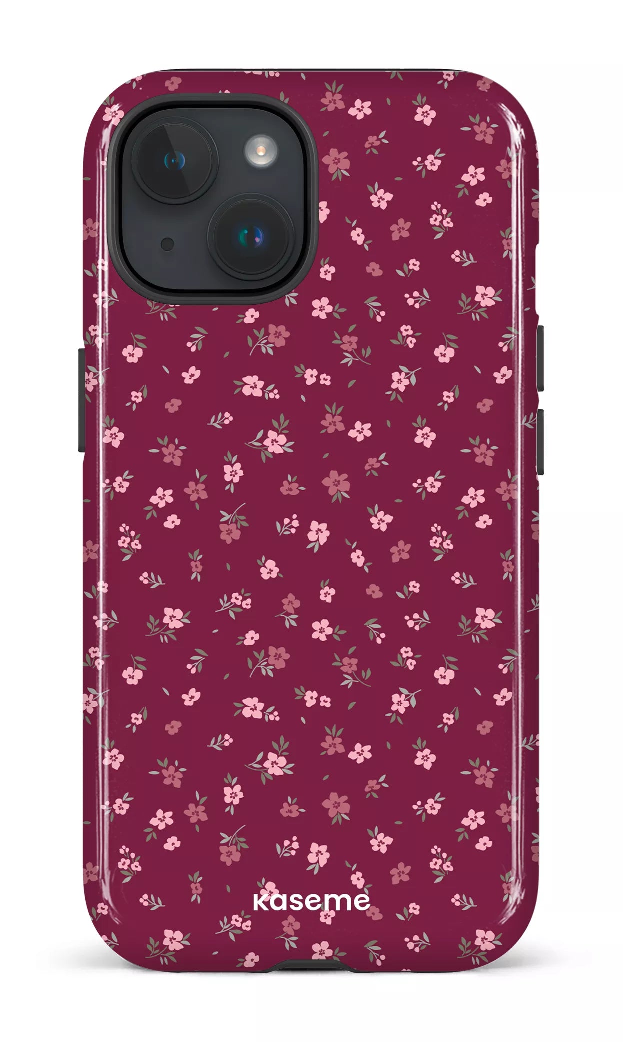 iPhone 15 Tough (Gloss) Porcelain Blossom Burgundy -
