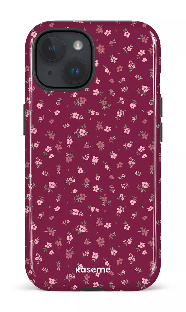 iPhone 15 Tough (Gloss) Porcelain Blossom Burgundy -