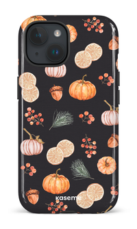 iPhone 15 Tough (Gloss) Pumpkin Garden Black -