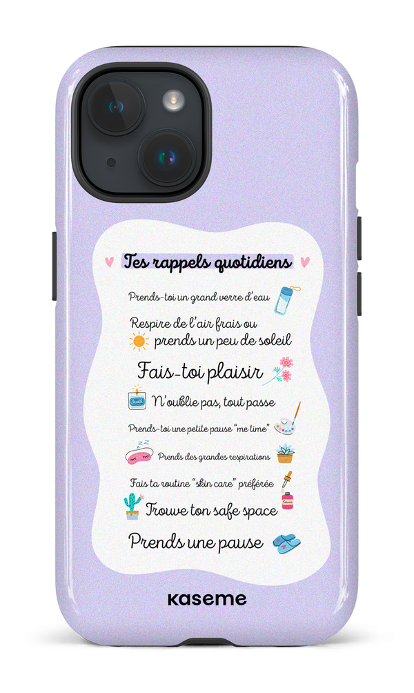 iPhone 15 Tough (Gloss) Tes rappels quotidiens purple -